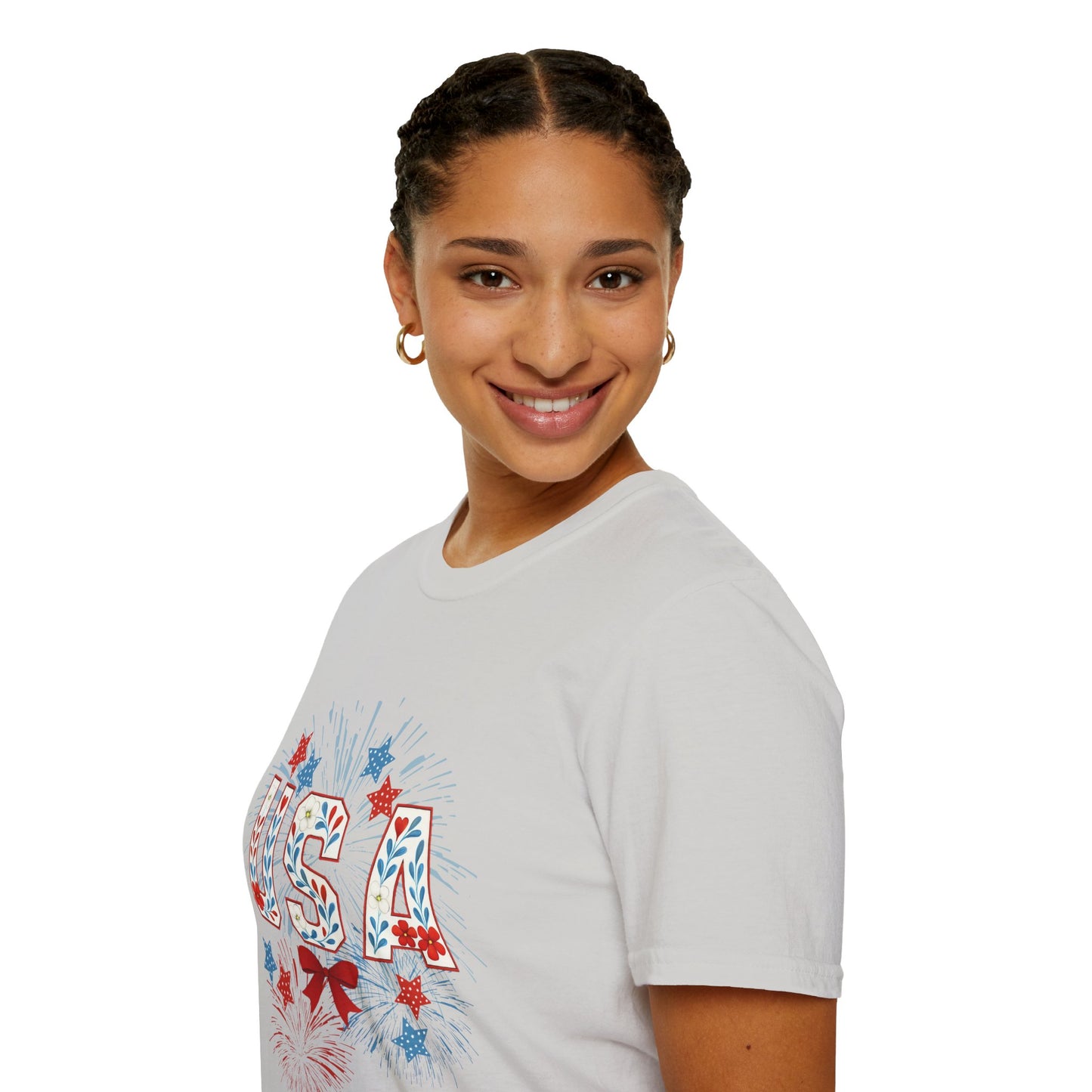 Patriotic USA Fireworks T-Shirt, 4th of July Tee, Unisex Graphic Shirt, Independence Day Apparel, Stars and Stripes Clothing