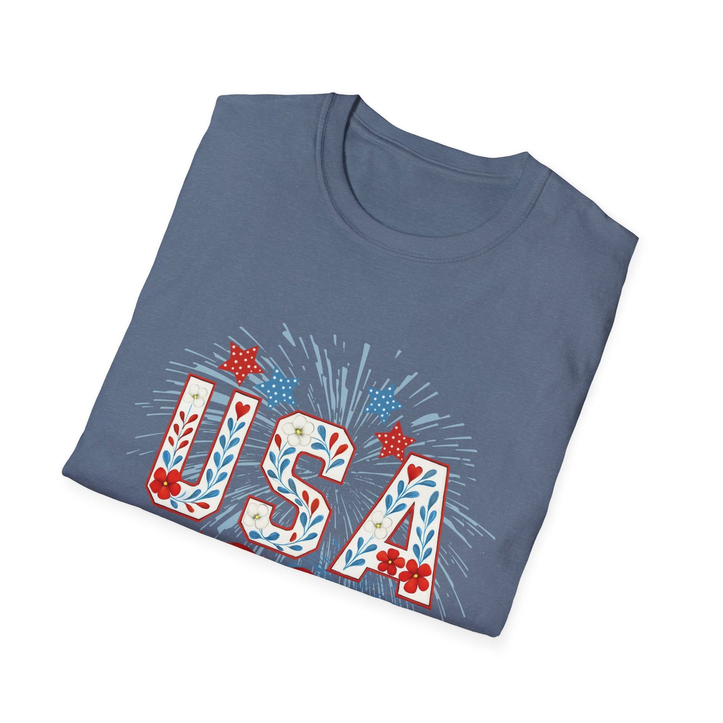 Patriotic USA Fireworks T-Shirt, 4th of July Tee, Unisex Graphic Shirt, Independence Day Apparel, Stars and Stripes Clothing
