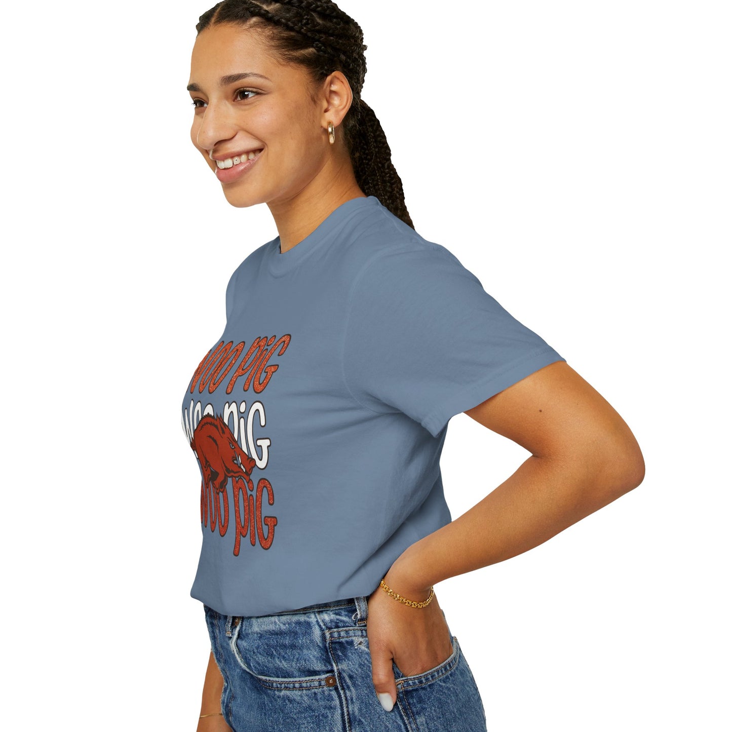 Woo Pig Garment-Dyed T-Shirt, Unisex Tee, Arkansas Pride Shirt, Casual Everyday Wear, College Game Day Tee, Fun Graphic Tee
