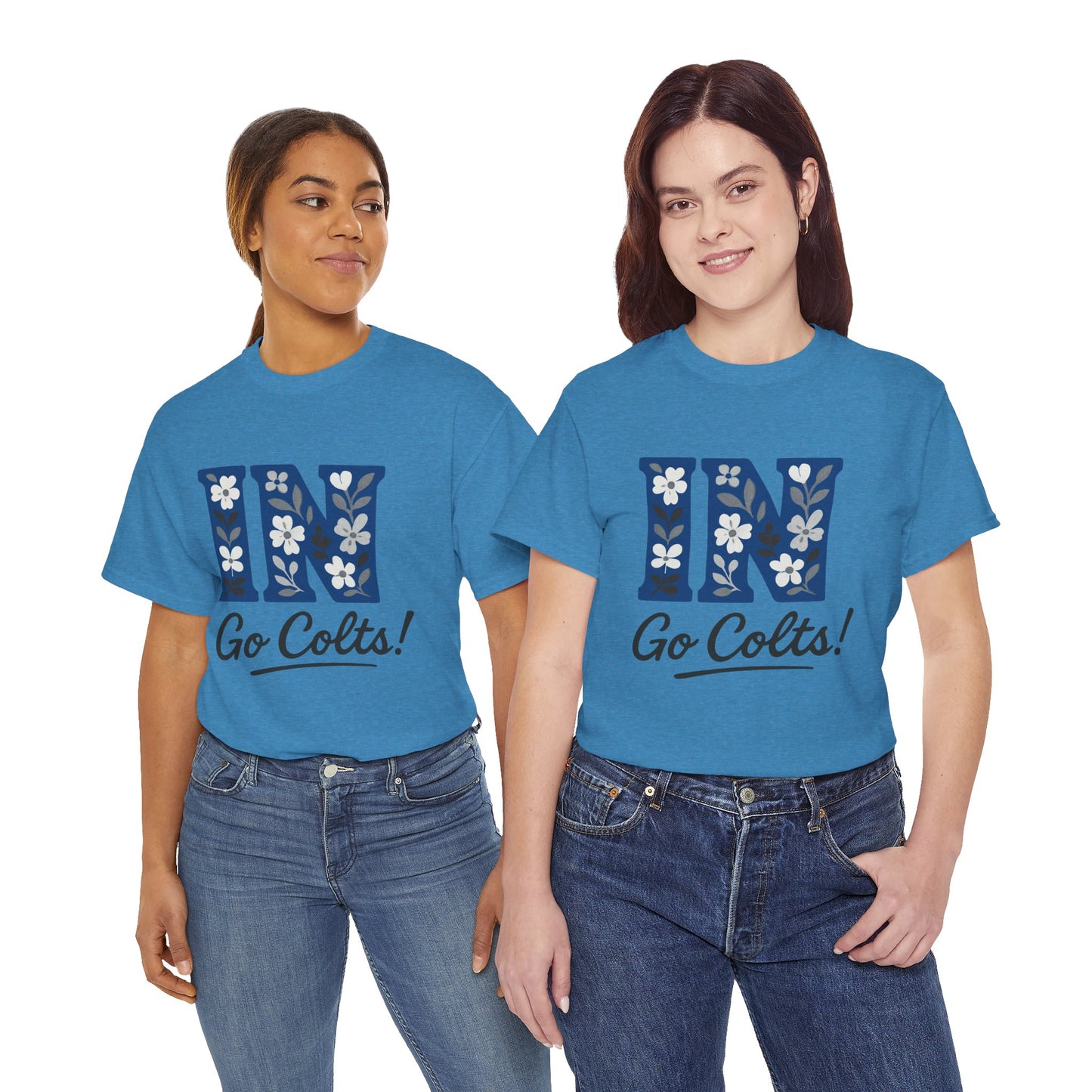 Floral Colts Tee | Unisex Heavy Cotton Tee for Sports Fans, Indiana Pride