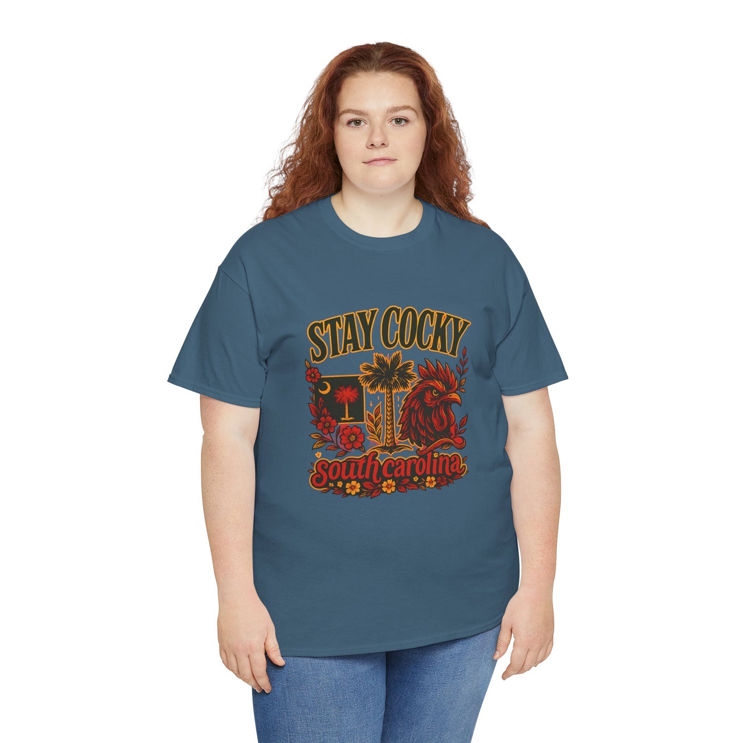 Stay Cocky Unisex Heavy Cotton Tee, Casual Graphic Tee, South Carolina Pride Shirt, Fun Vacation Wear, Perfect Gift for Gamecocks Fans