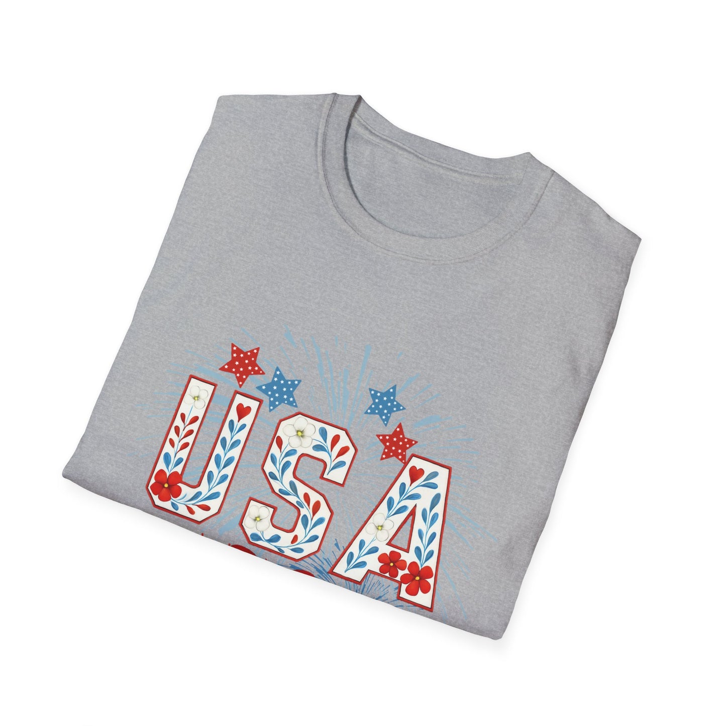Patriotic USA Fireworks T-Shirt, 4th of July Tee, Unisex Graphic Shirt, Independence Day Apparel, Stars and Stripes Clothing