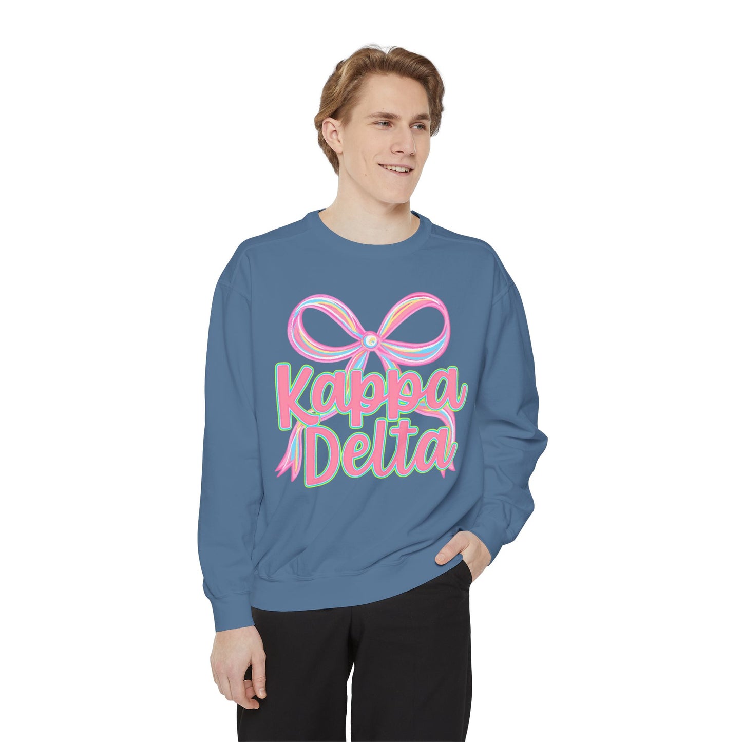 KD Comfort Colors Garment-Dyed Sweatshirt, Sorority Apparel, Cozy Gift, College Sweatshirt, Valentine's Day Gift, Customizable Sweater
