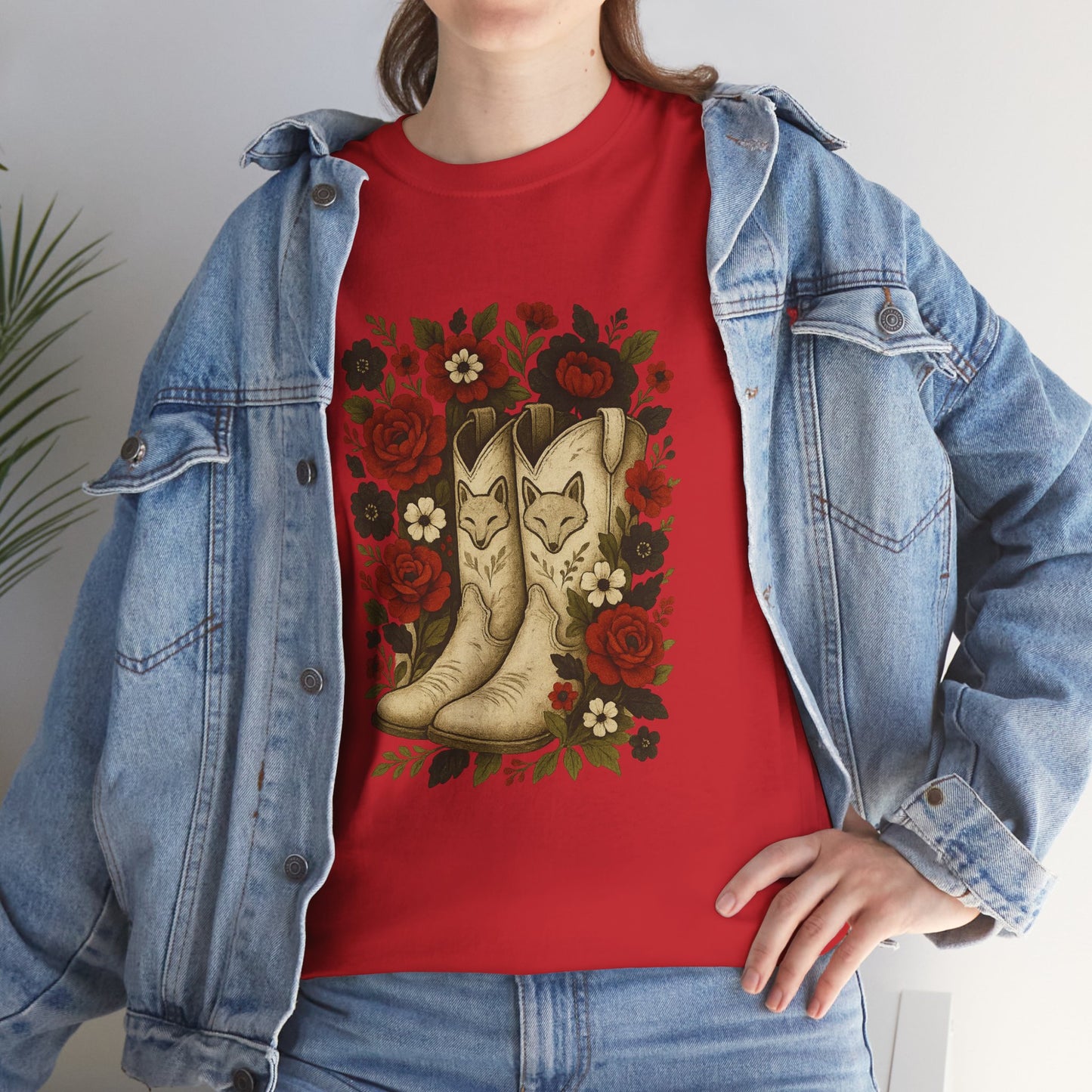 AR State Red Wolves Vintage Floral Cowboy Boots Tee