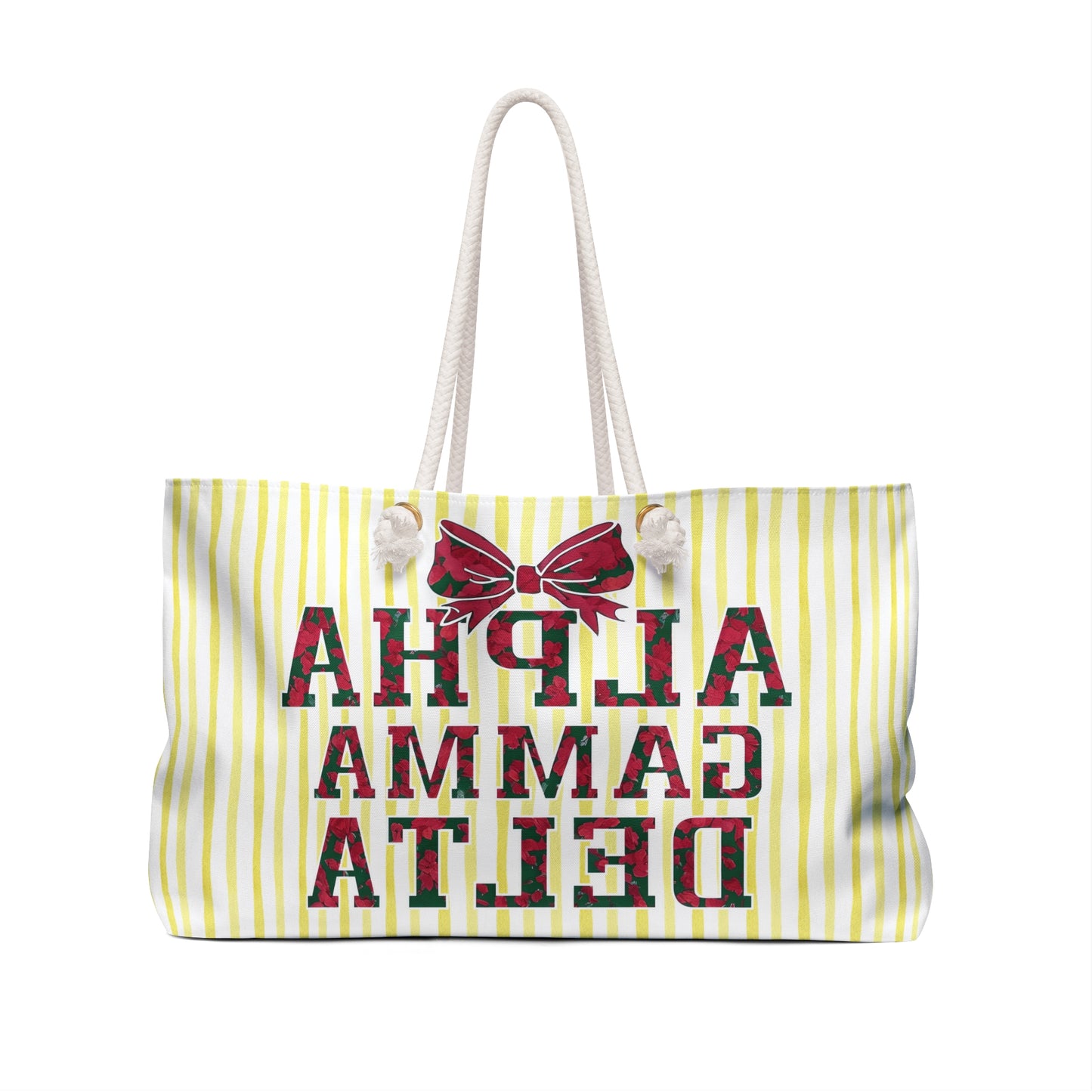 Cheerful Alpha Gamma Delta Weekender Bag, College Travel Tote, Sorority Gift, Stylish Luggage, Summer Beach Bag, Holiday Getaway