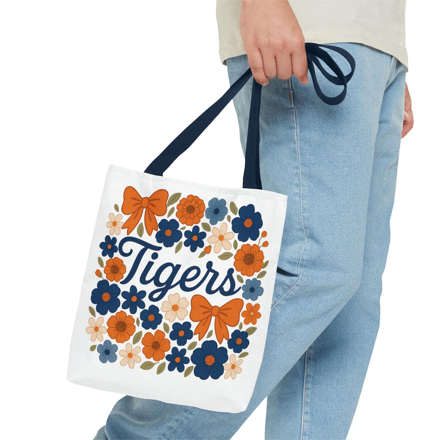 Floral Tiger Tote Bag, Cute Shopping Bag, Reusable Grocery Tote, Gift for Students, Eco-friendly Handbag, Graduation Gift, Alumni Gift