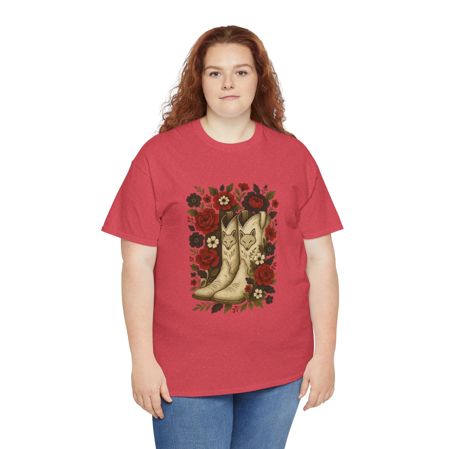 AR State Red Wolves Vintage Floral Cowboy Boots Tee