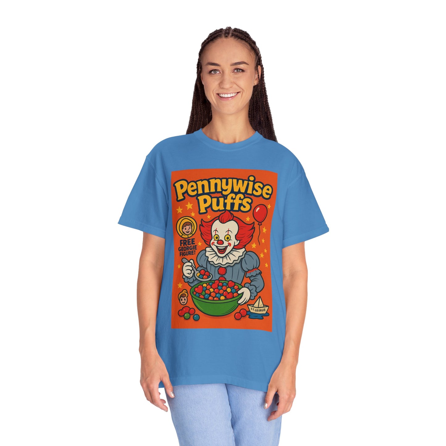 Pennywise Puffs T-Shirt | Unisex Graphic Tee for Horror Fans, Perfect for Halloween, Movie Nights, Gifts, Cosplay