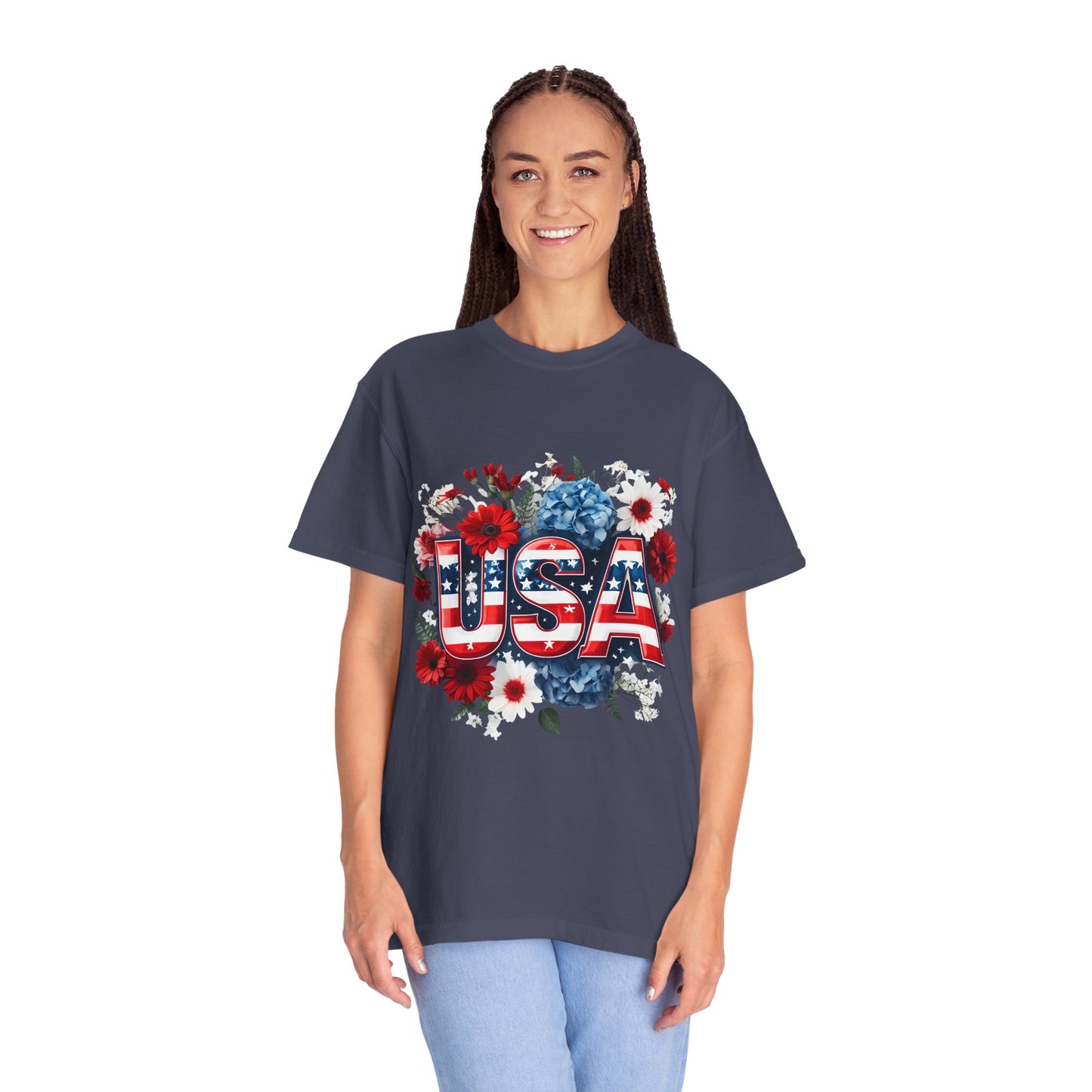 Patriotic Floral USA T-Shirt
