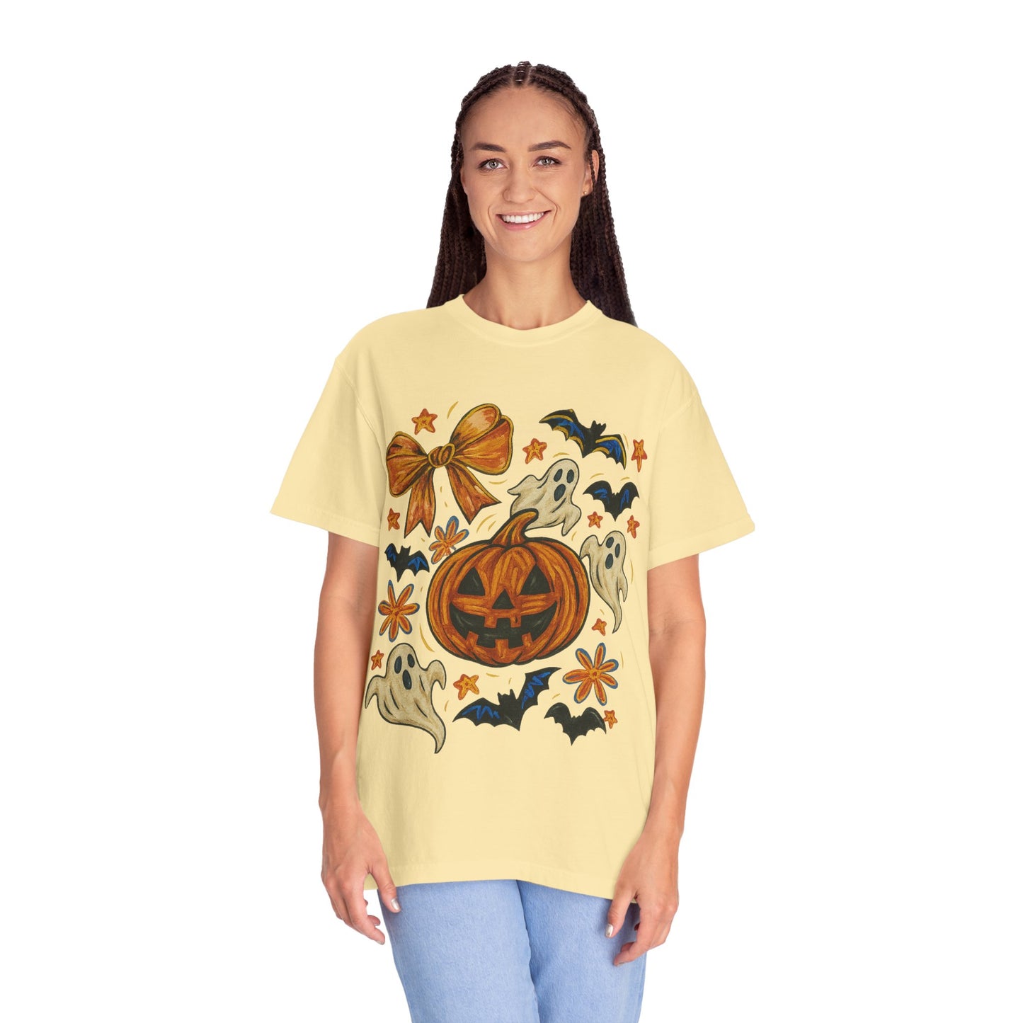 Halloween Ghost & Pumpkin T-shirt, Spooky Season Shirt, Fall Tee, Unisex Halloween Apparel, Ghostly Graphic Tee, Pumpkin Graphic Shirt