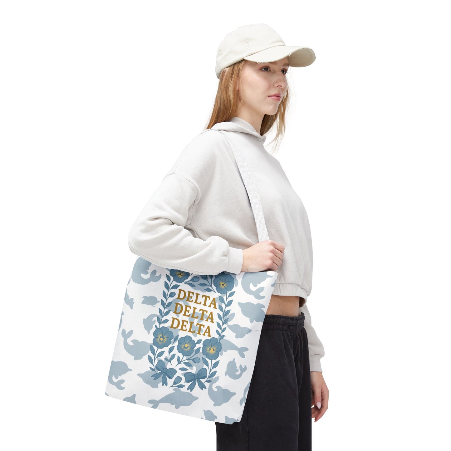 Delta Delta Delta Floral Tote Bag | Sorority Gift | Reusable Shopping Bag | Summer Accessory | Eco-Friendly Bag | Stylish Storage