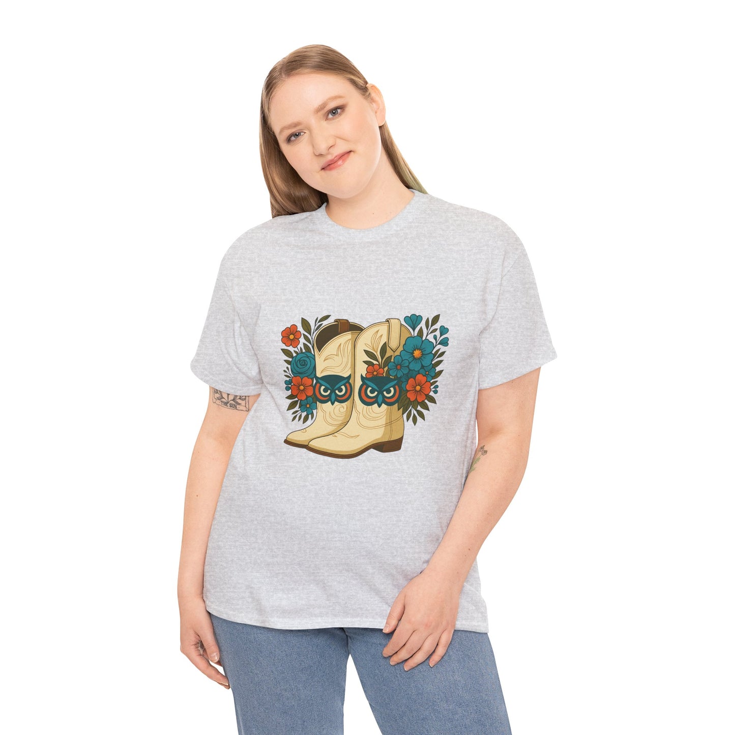 Floral Cowboy Boots Tee, Perfect for Country Music Lovers, Western Style Gift, Casual Outfit, Boho Fashion, Farmhouse Decor