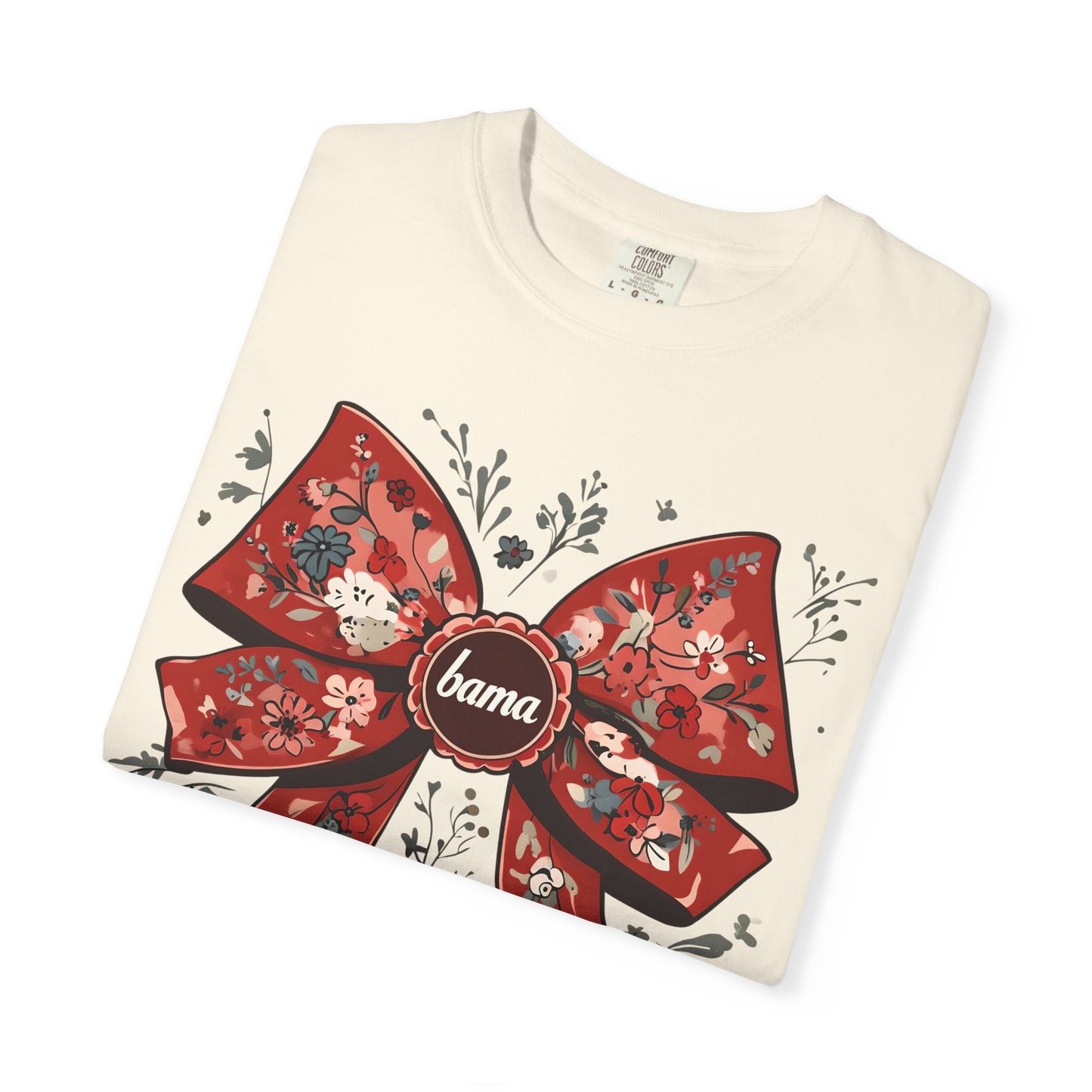 Floral Bow T-shirt - Comfort Colors - Coquette Bama Bow - Alabama Fan