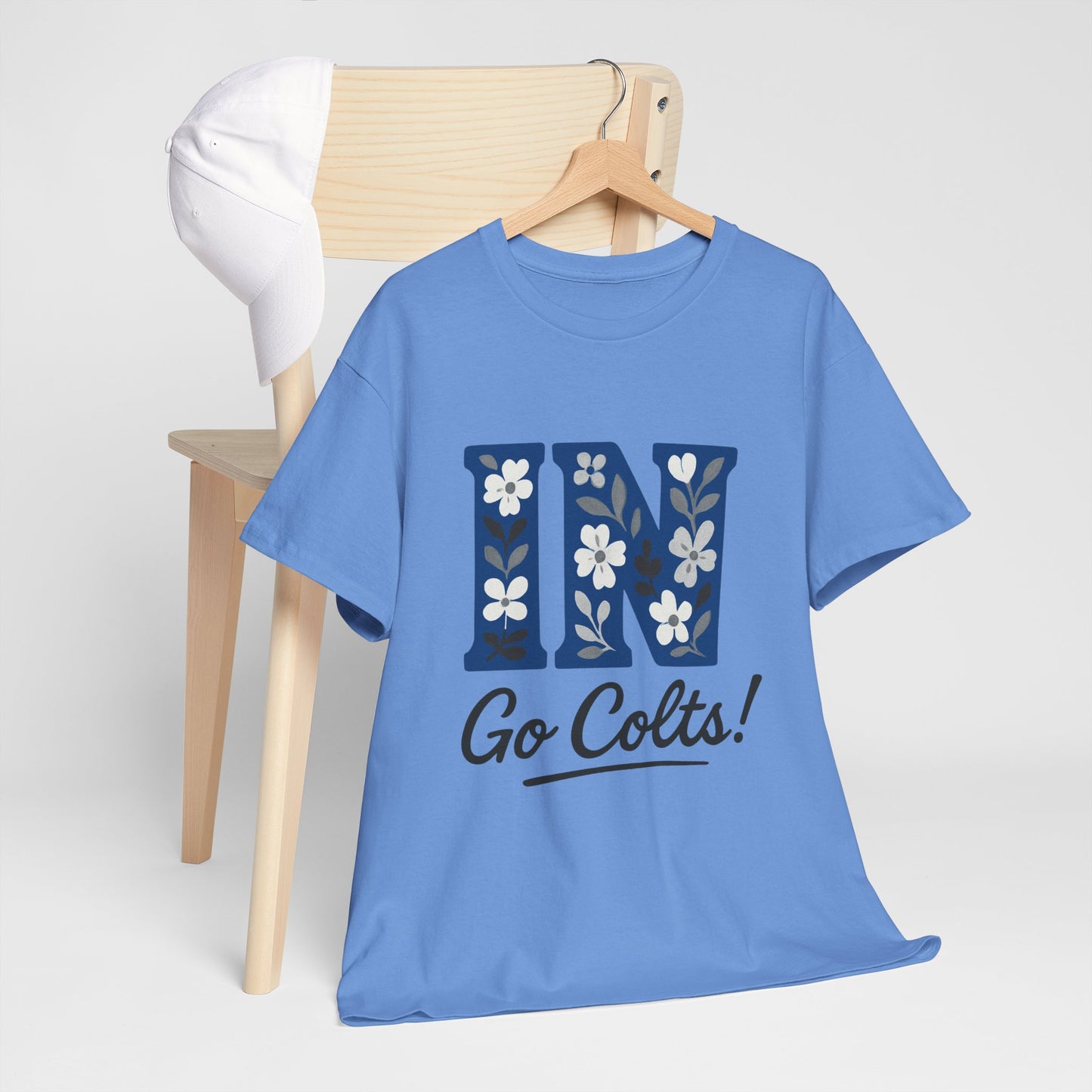Floral Colts Tee | Unisex Heavy Cotton Tee for Sports Fans, Indiana Pride