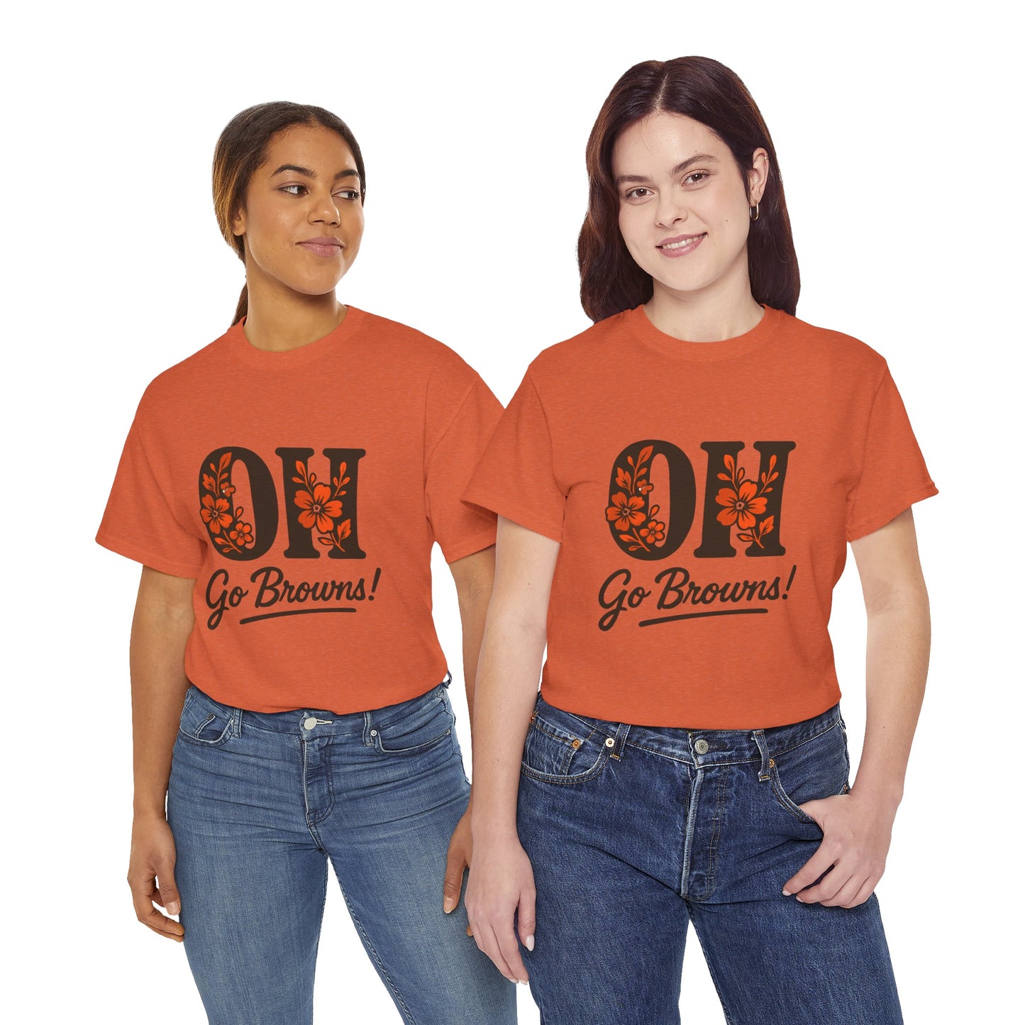 OH Go Browns Floral Unisex Tee, Fan Apparel, Game Day Shirt, Casual Wear, Gift for Sports Lovers
