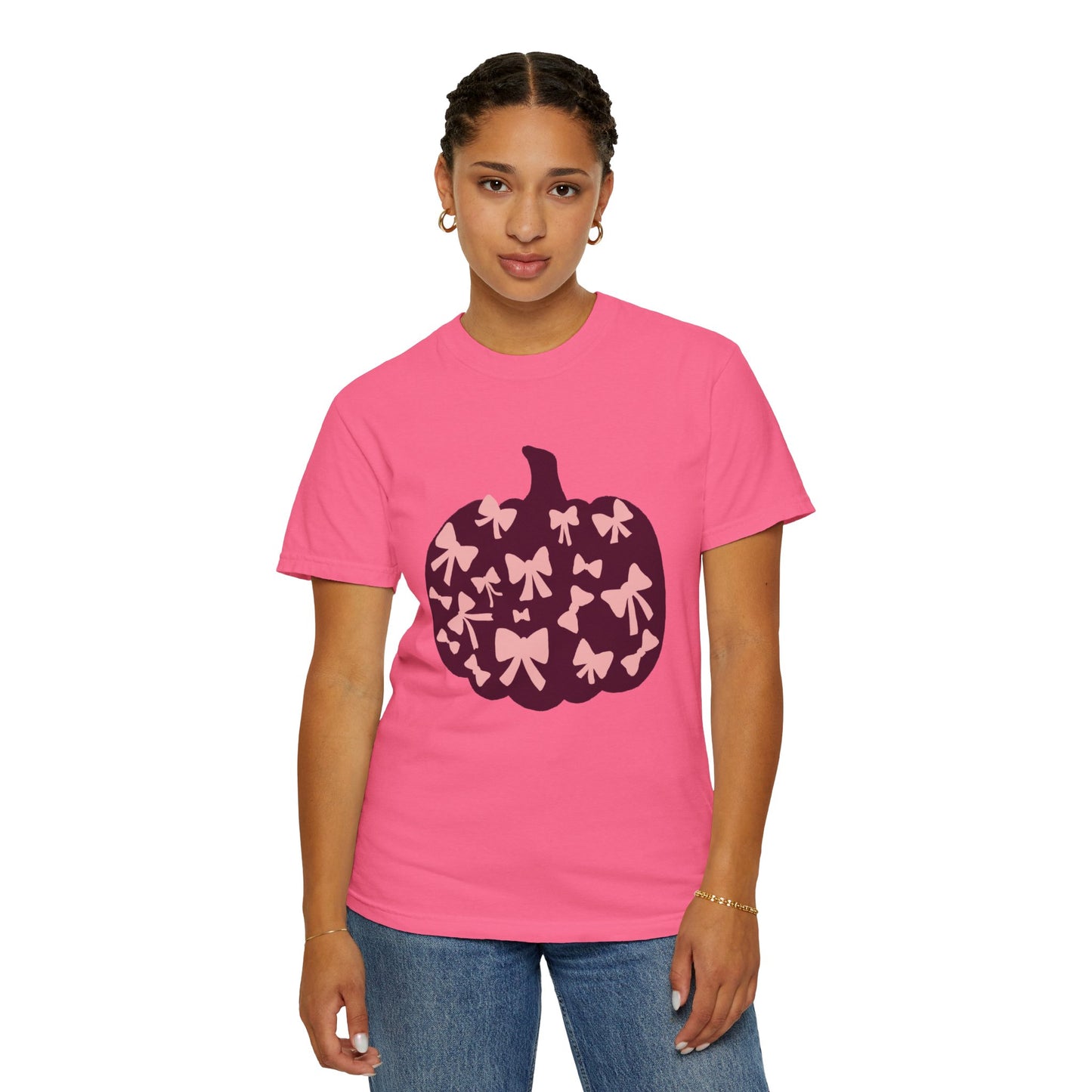 Pumpkin Bow Graphic Tee | Unisex Fall T-Shirt, Halloween Top, Cute Autumn Shirt, Gift for Her, Festival Wear