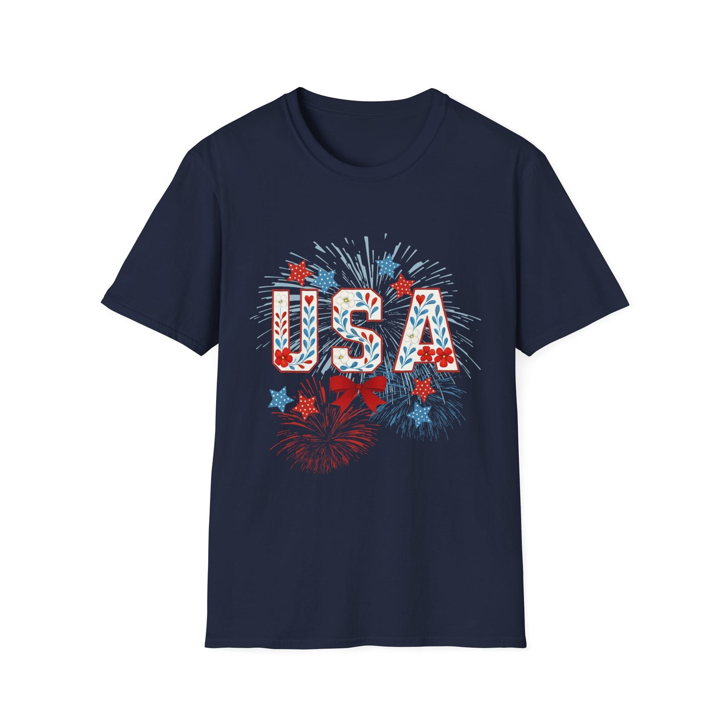 Patriotic USA Fireworks T-Shirt, 4th of July Tee, Unisex Graphic Shirt, Independence Day Apparel, Stars and Stripes Clothing