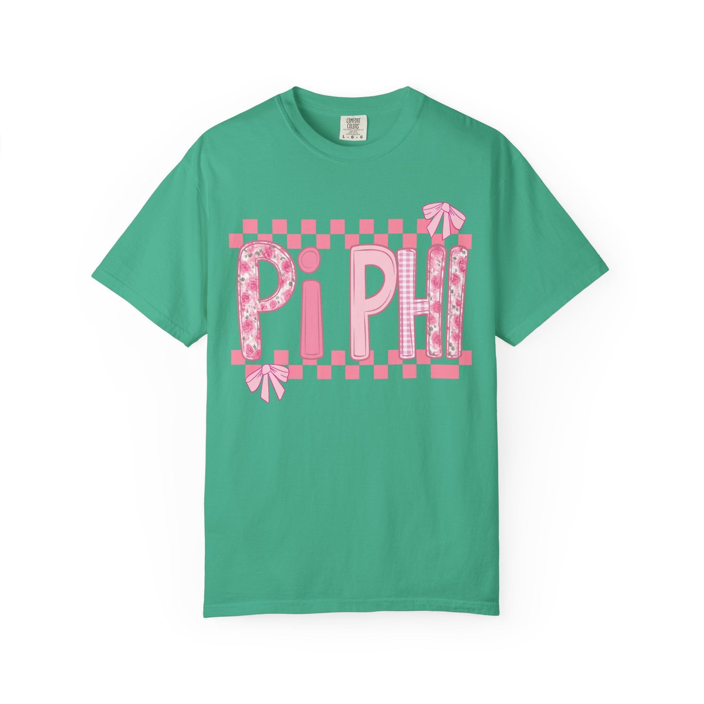 Cute Garment-Dyed T-Shirt for Sorority Sisters, Pi -Checked Style, Perfect for Casual Outings, Sorority Events, Gifts