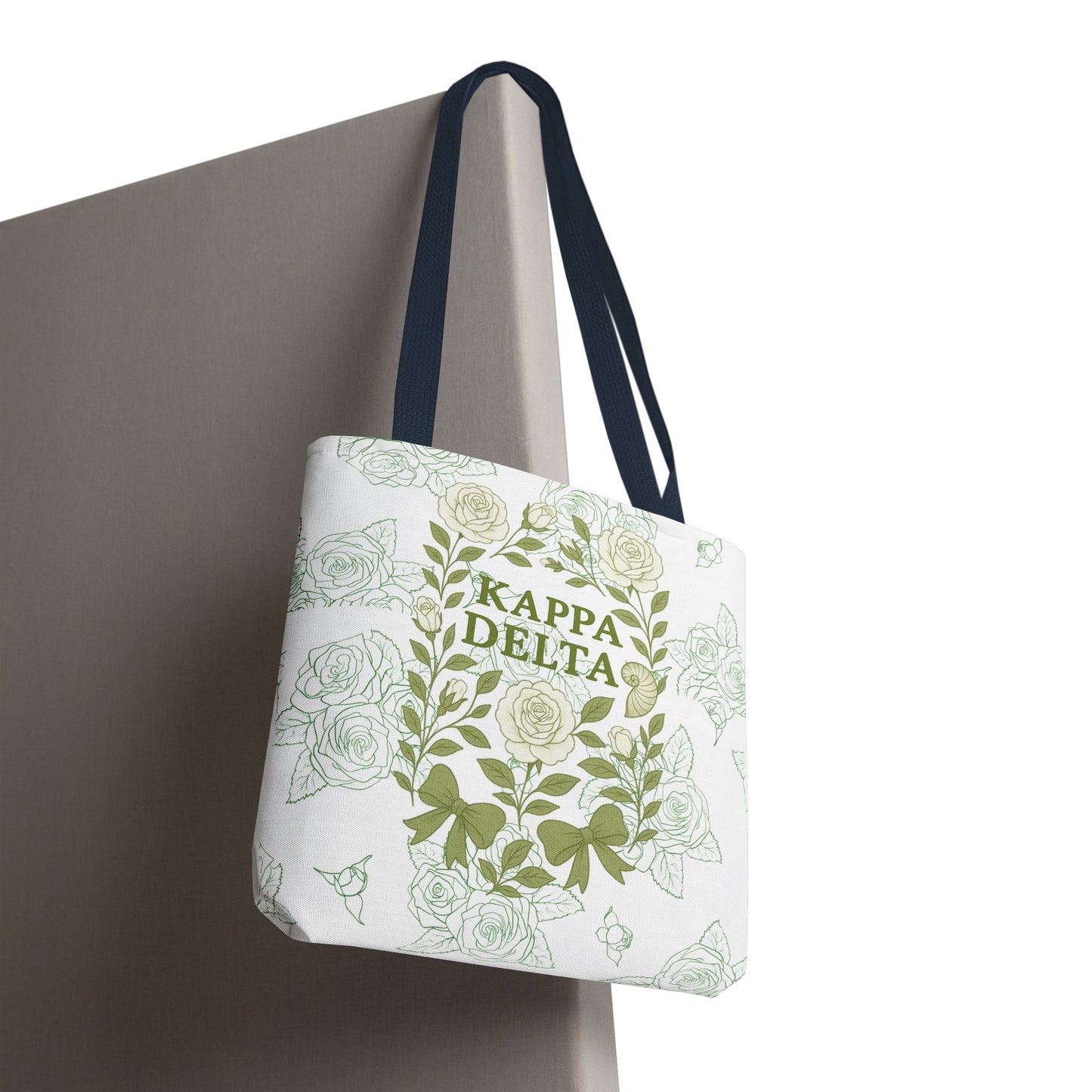 Elegant Kappa Delta Tote Bag, Floral AOP Design, Sorority Bag, Gift for Sisters, Eco-Friendly Shopping Bag