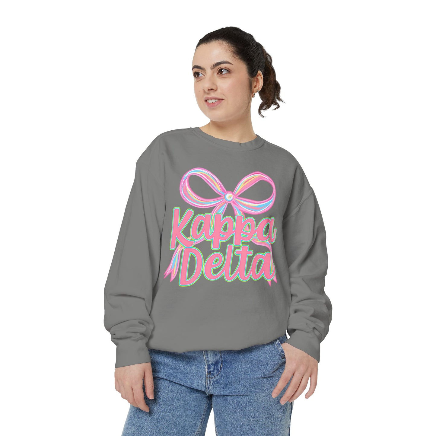 KD Comfort Colors Garment-Dyed Sweatshirt, Sorority Apparel, Cozy Gift, College Sweatshirt, Valentine's Day Gift, Customizable Sweater