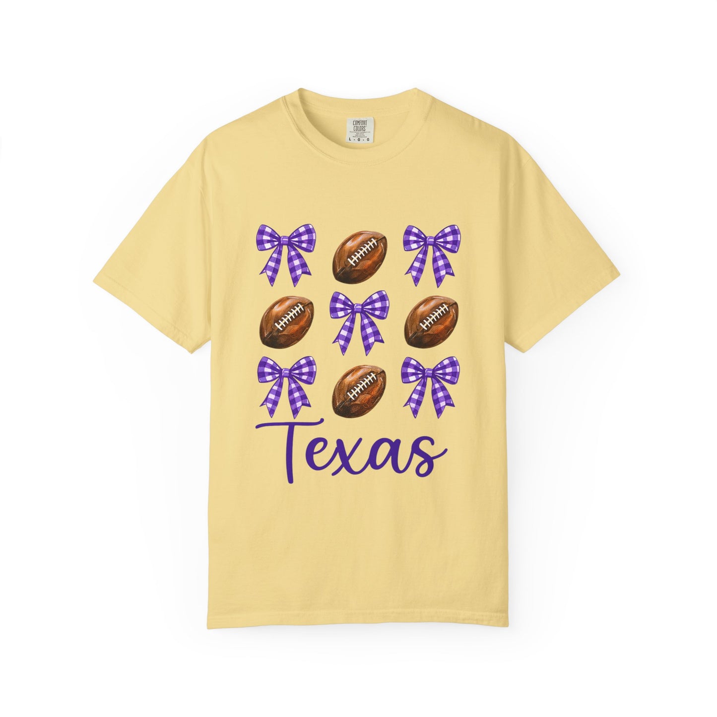 Texas Football Unisex T-Shirt with Purple Bows - Game Day Sports Apparel for Horned Frogs Fans