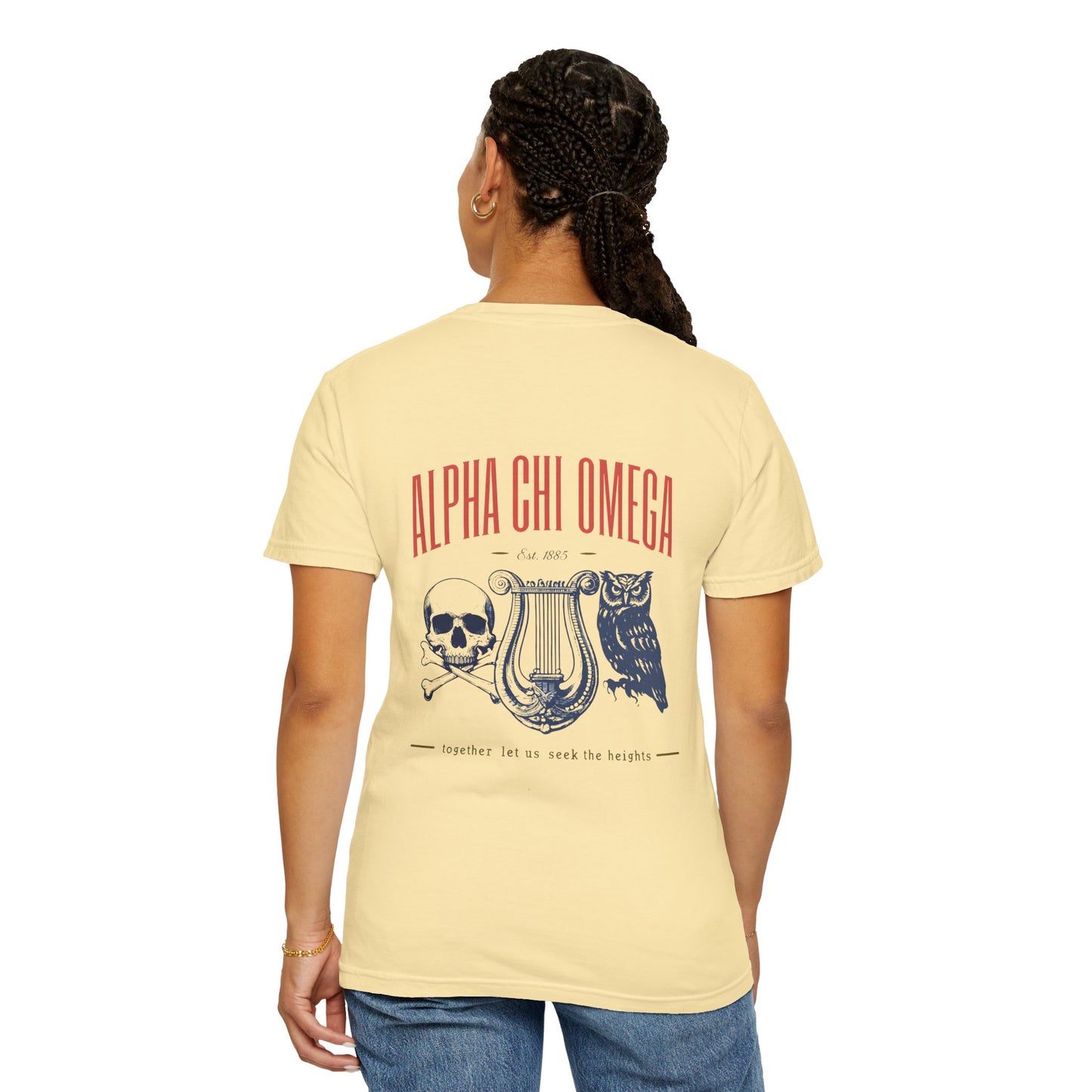 Alpha Chi Omega Garment-Dyed T-shirt, Unisex College Apparel, Sorority Shirt, Graduation Gift, Vintage Style Tee