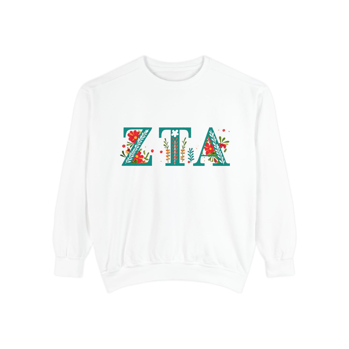 Floral ZTA Unisex Sweatshirt - Cozy Sweater for Sorority Sisters, Perfect Gift, Casual Wear, Spring Outfits, College Apparel
