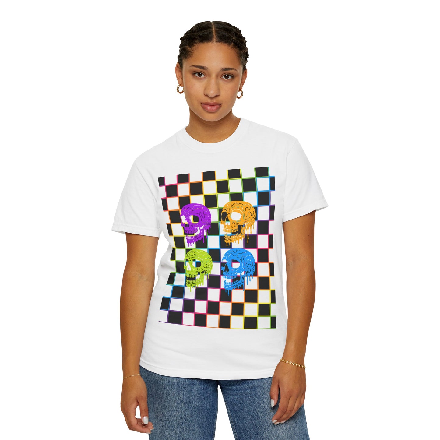 Vibrant Skull Graphic T-Shirt, Unisex Tee, Halloween Outfit, Alternative Fashion, Festival Wear, Casual Street Style