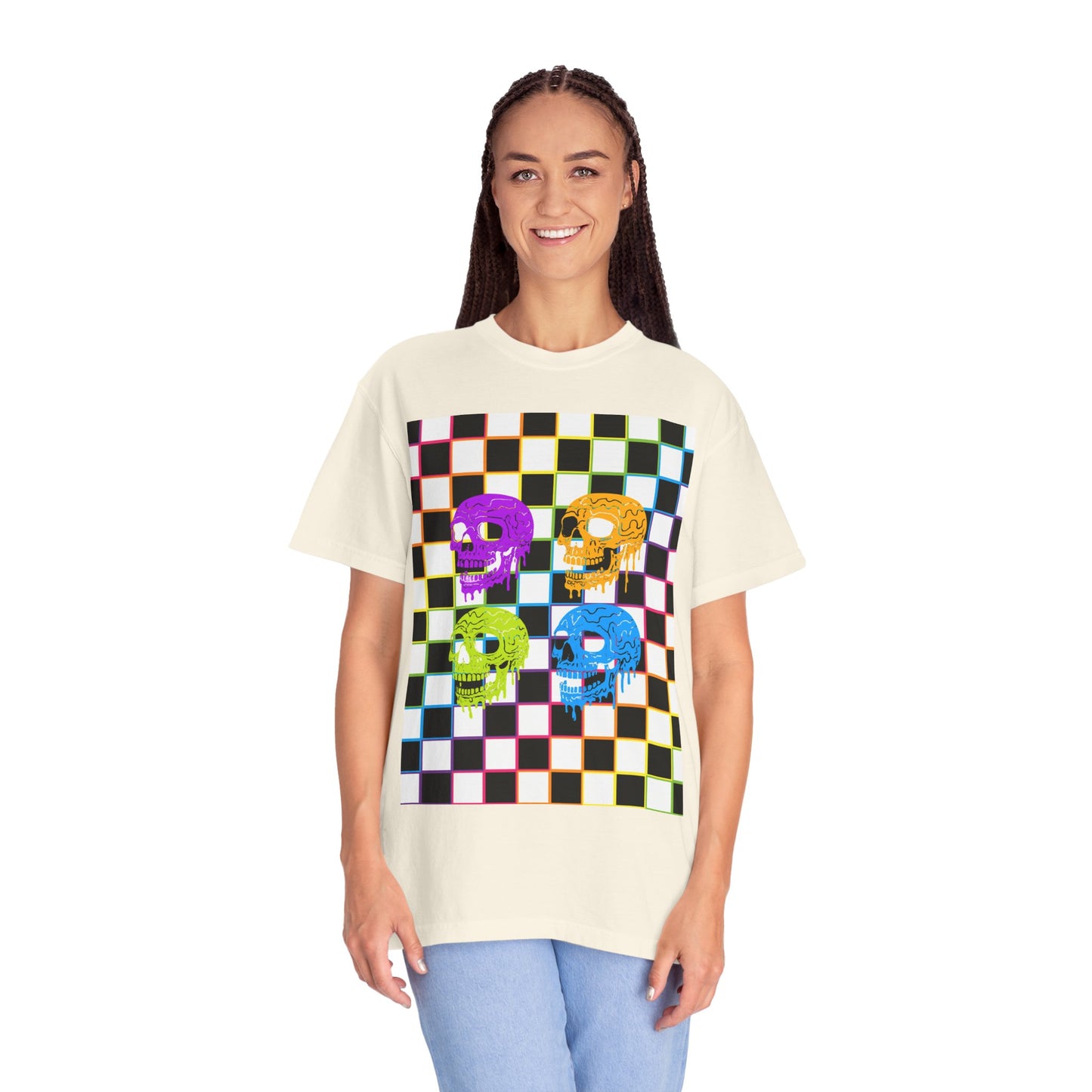 Vibrant Skull Graphic T-Shirt, Unisex Tee, Halloween Outfit, Alternative Fashion, Festival Wear, Casual Street Style