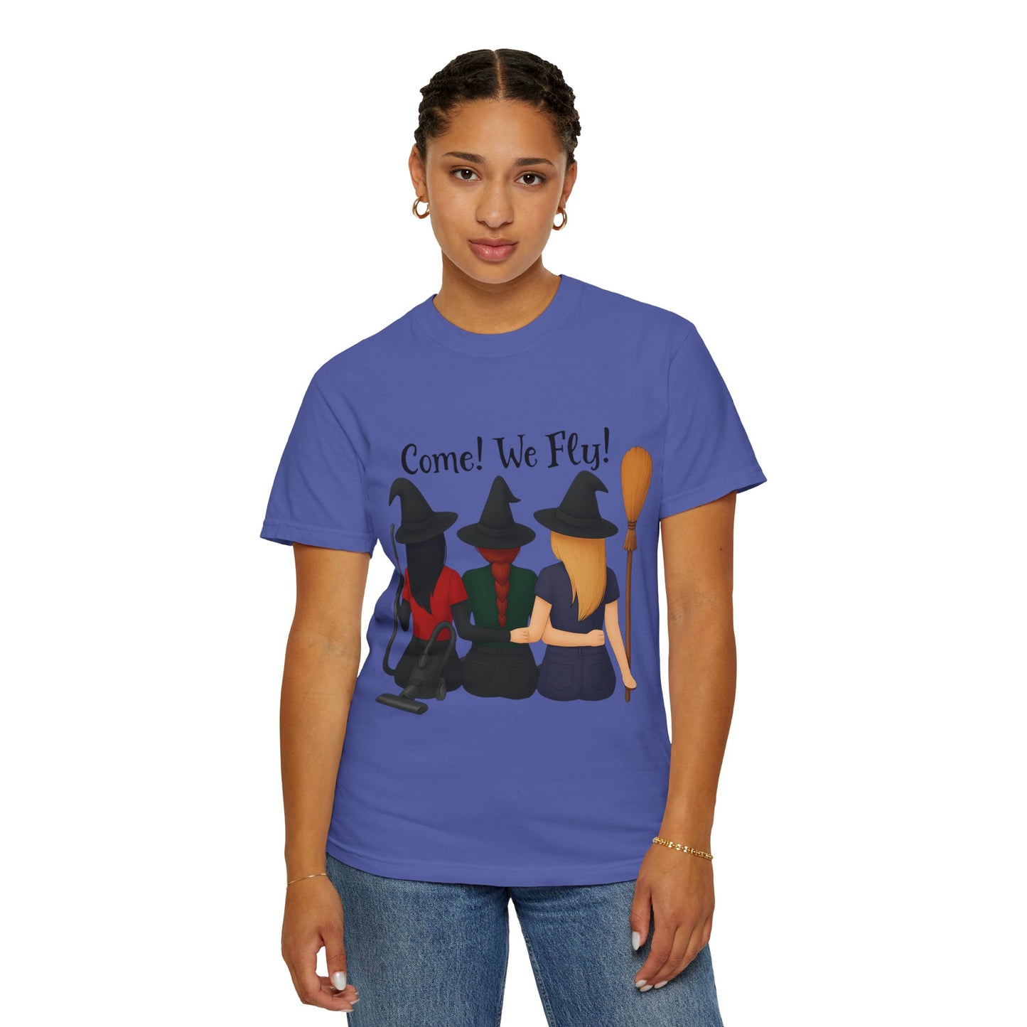 Witchy Halloween T-shirt - Come We Fly Unisex Garment-Dyed Tee