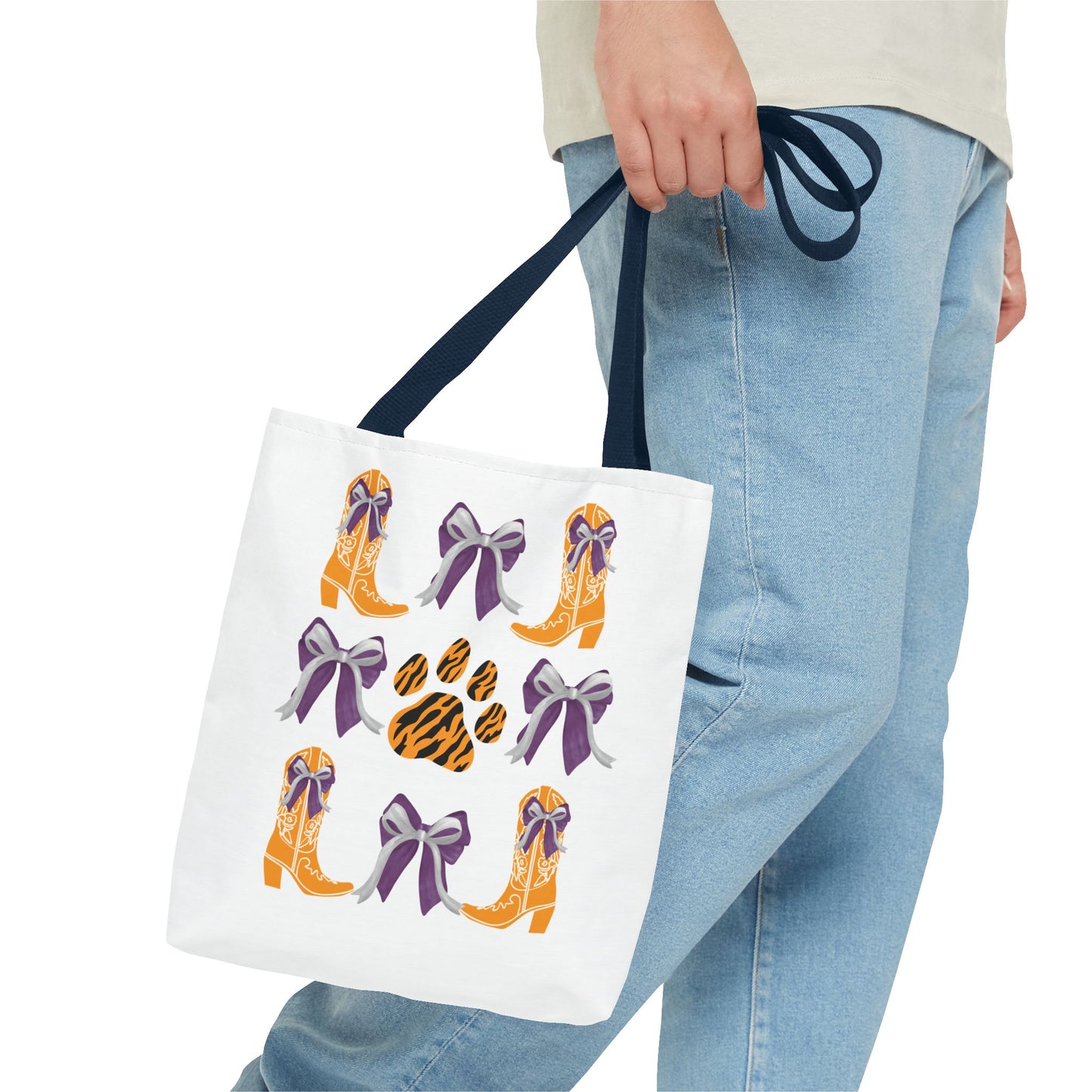 SC Clemson Coquette Bow Tiger Print Tote Bag, Go Tigers, SC Game Day, Clemson, SC, College Student Gift, Graduation Gift, SC Tigers Fan, Clemson Alumni