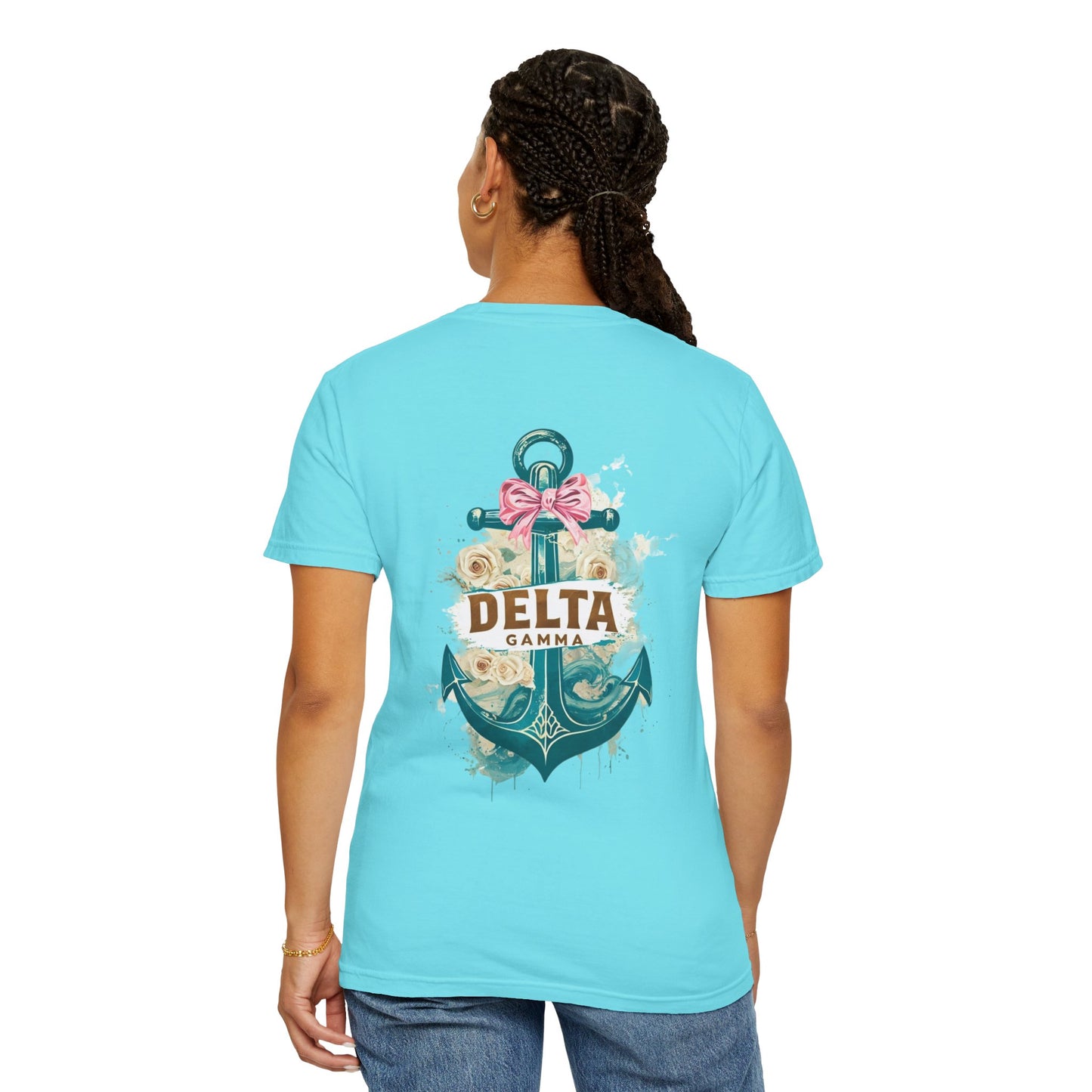 Delta Gamma Unisex Garment-Dyed T-Shirt, Sorority Pride Shirt, Nautical Design Tee, Perfect for Recruitment and Celebrations, Gift Idea
