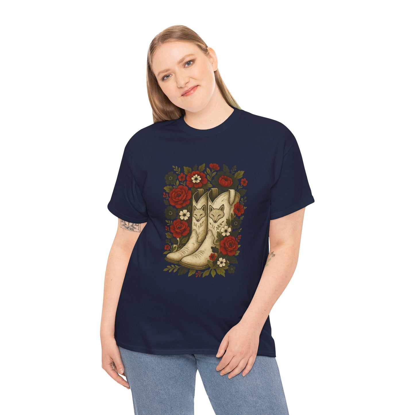 AR State Red Wolves Vintage Floral Cowboy Boots Tee