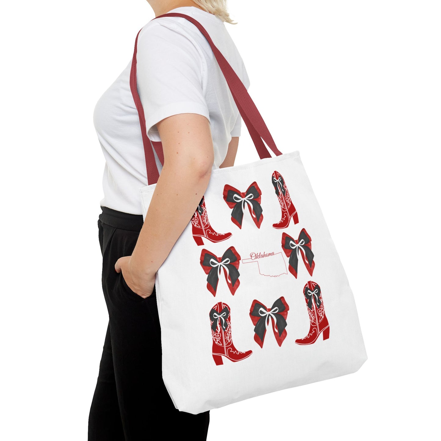 Tote Bag - Oklahoma Game Day Coquette Bow Design Fan Gift