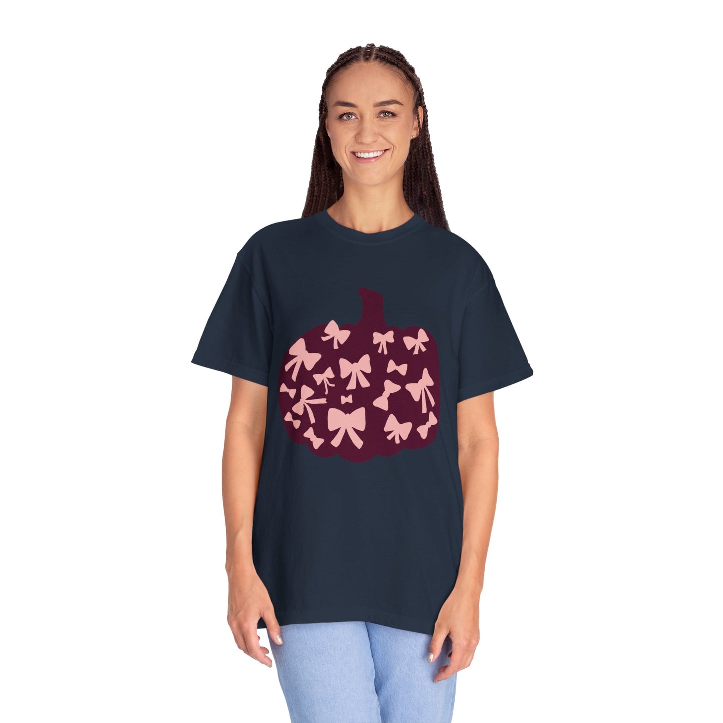 Pumpkin Bow Graphic Tee | Unisex Fall T-Shirt, Halloween Top, Cute Autumn Shirt, Gift for Her, Festival Wear