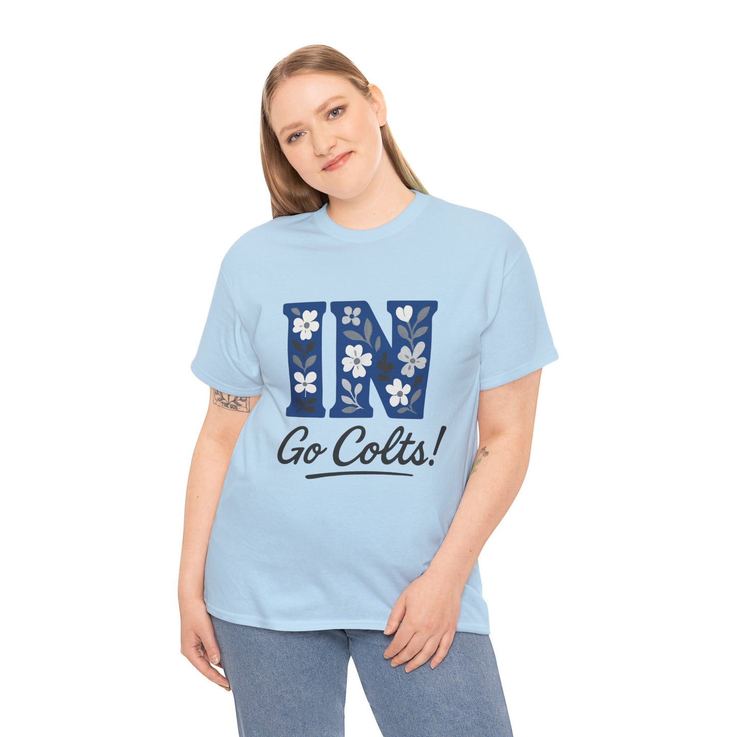 Floral Colts Tee | Unisex Heavy Cotton Tee for Sports Fans, Indiana Pride