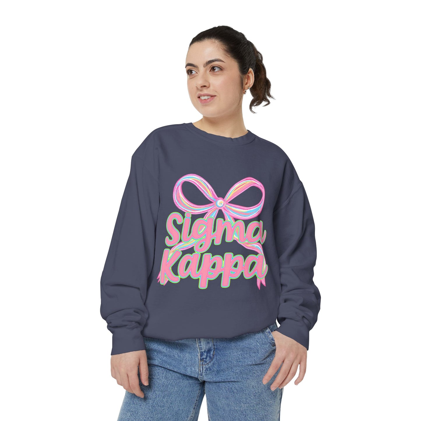 SigmaKappa Garment-Dyed Sweatshirt, Sorority Sweatshirt, College Apparel, Gift for Sorority Sisters, Cute Casual Wear