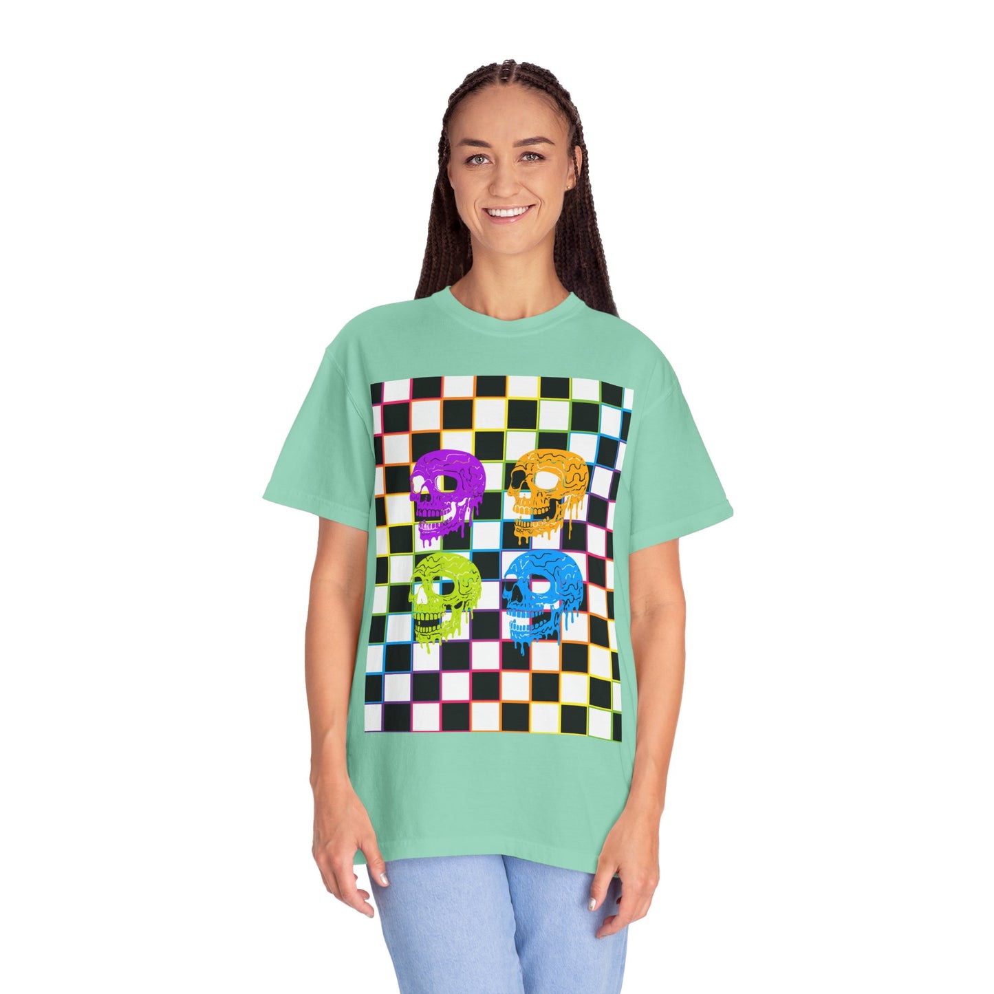 Vibrant Skull Graphic T-Shirt, Unisex Tee, Halloween Outfit, Alternative Fashion, Festival Wear, Casual Street Style