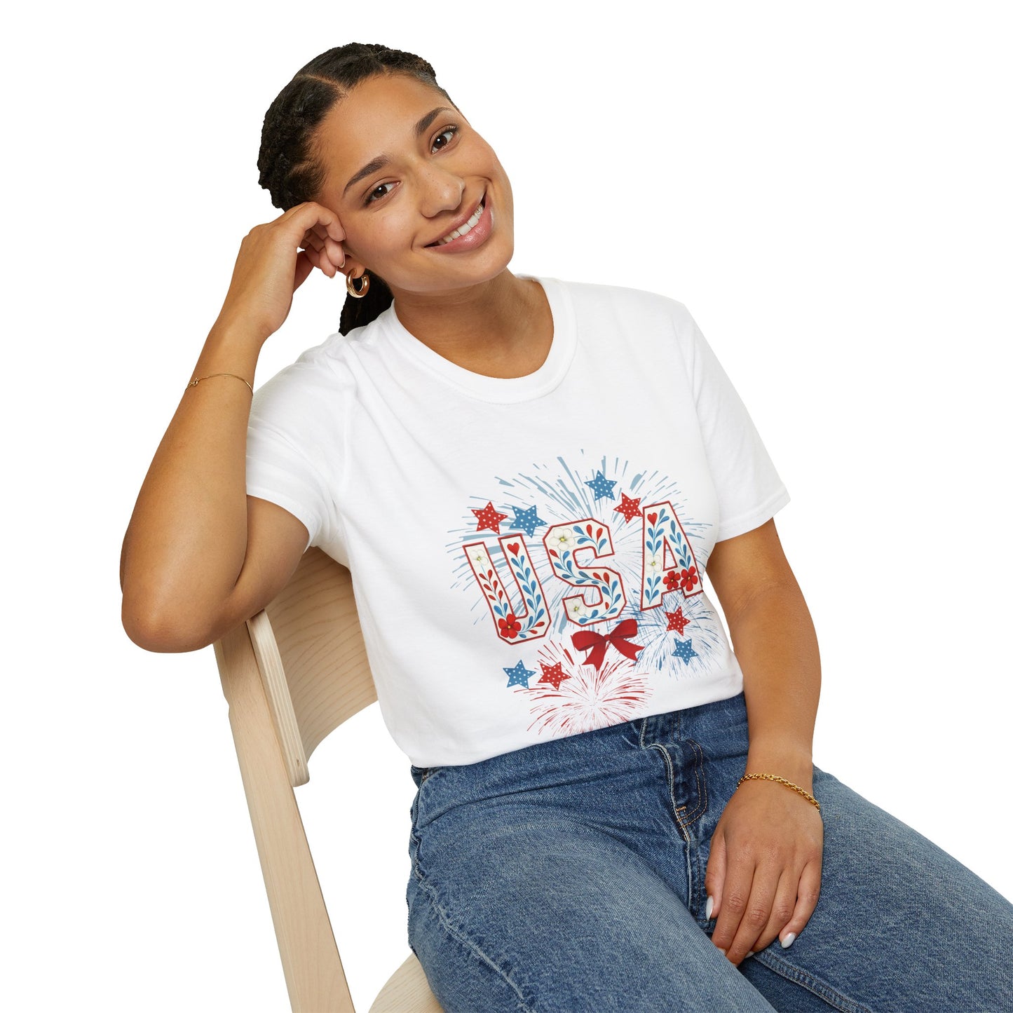 Patriotic USA Fireworks T-Shirt, 4th of July Tee, Unisex Graphic Shirt, Independence Day Apparel, Stars and Stripes Clothing