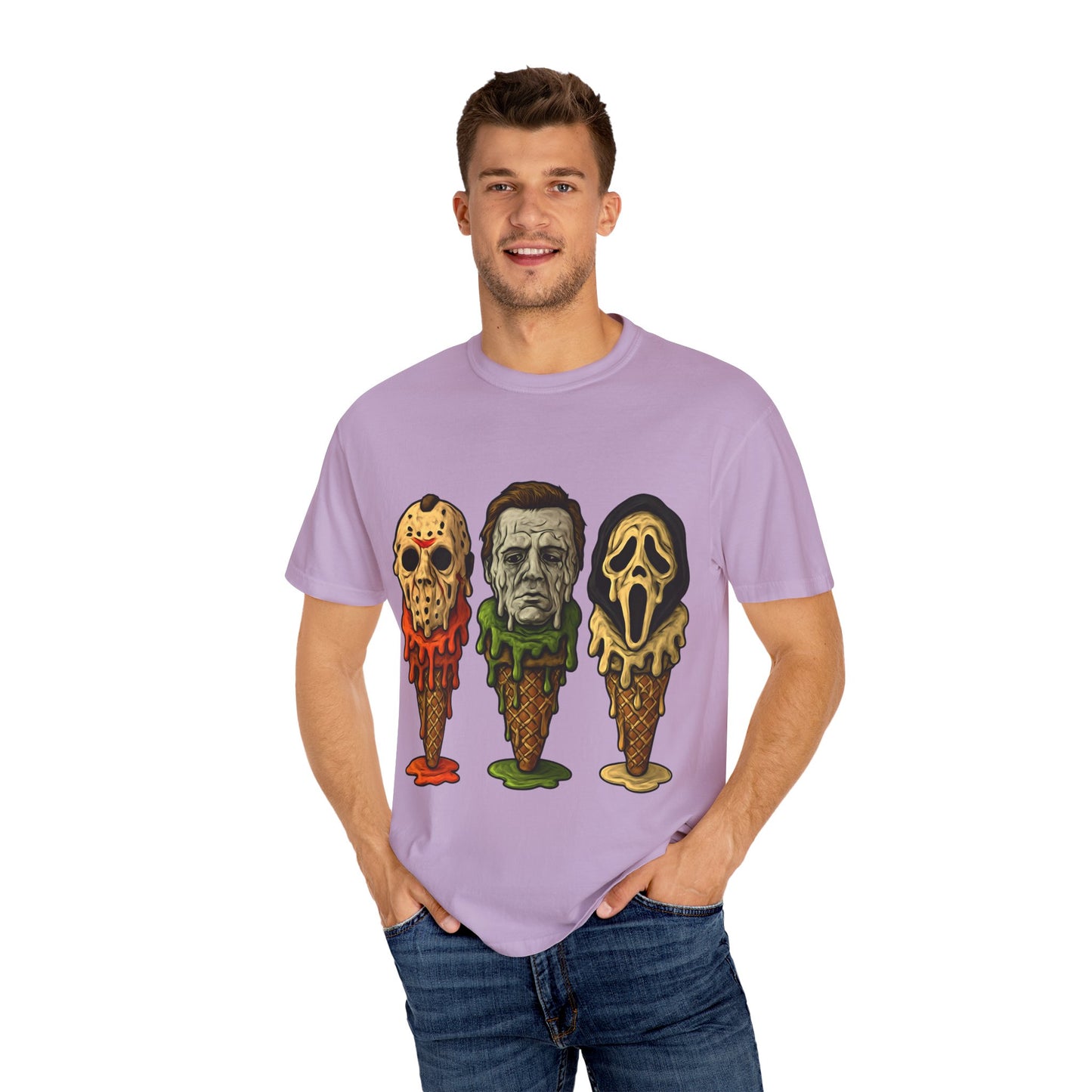 Halloween Horror Movie T-Shirt with Iconic Characters, Unisex Casual Tee for Gifting, Summer Fun, Halloween Costume, Movie Lovers