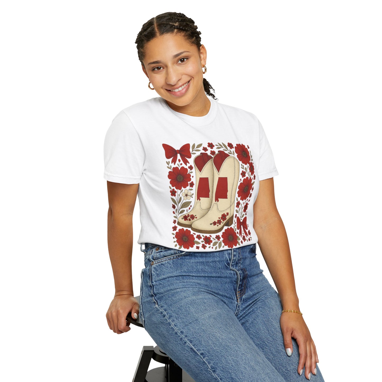 Vintage Cowboy Boots Floral Unisex T-shirt - Alabama Fan, Bama Game Day