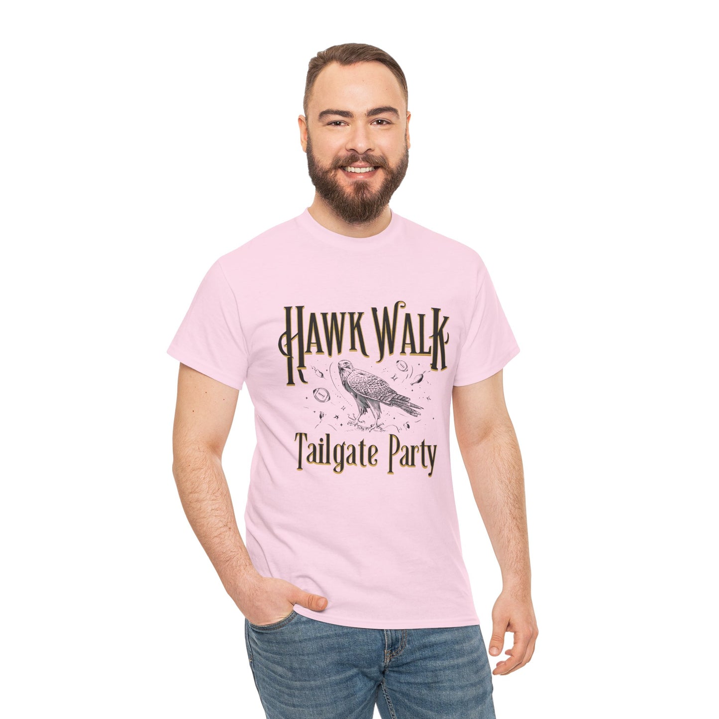 Hawk Walk Tailgate Tee, Unisex Cotton Shirt, Outdoor Event T-Shirt, Festival Wear, Bird Lover Gift, Sports Gathering Apparel
