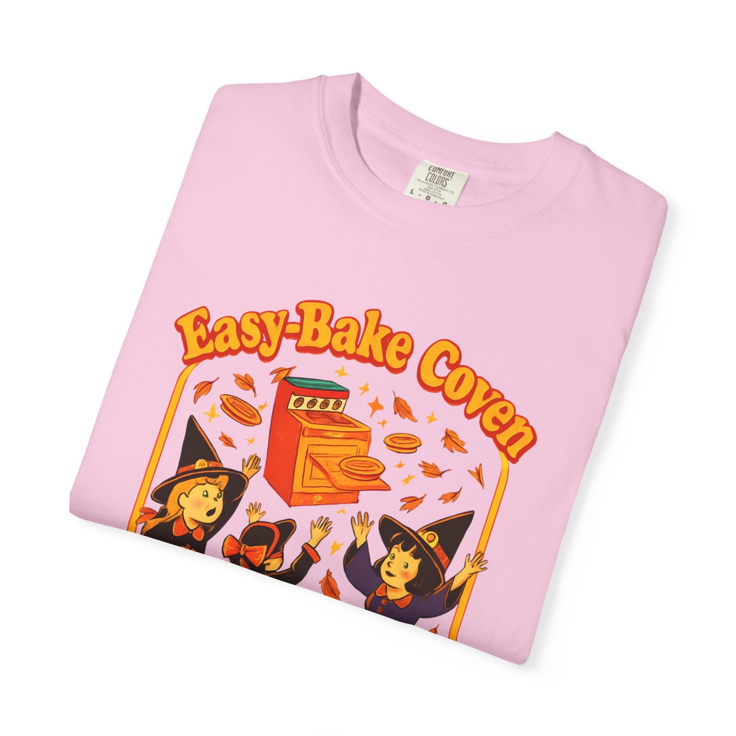 Halloween Witch T-Shirt, Unisex Garment-Dyed Shirt, Easy-Bake Coven Tee, Spooky Season Apparel, Cute Witch Design