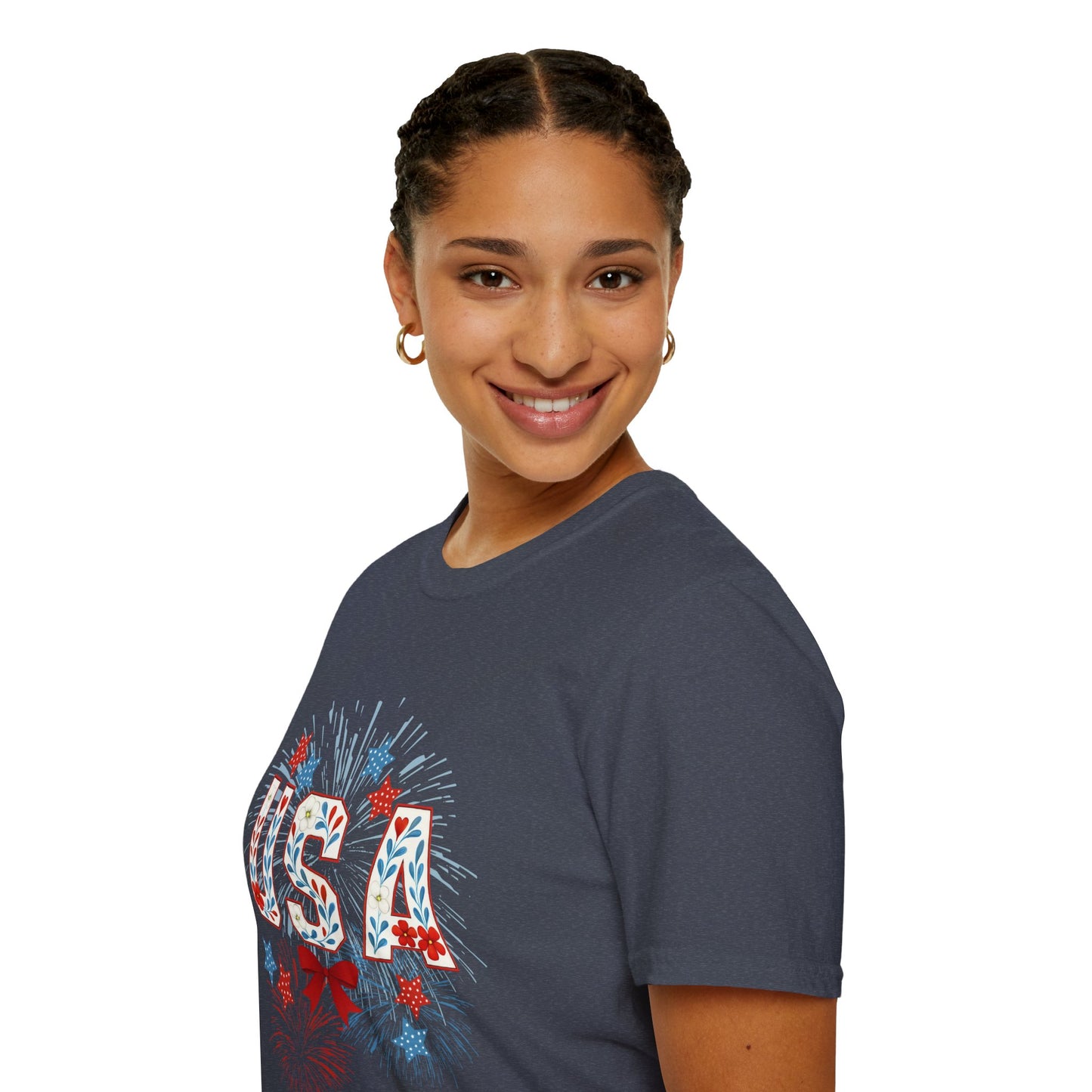 Patriotic USA Fireworks T-Shirt, 4th of July Tee, Unisex Graphic Shirt, Independence Day Apparel, Stars and Stripes Clothing