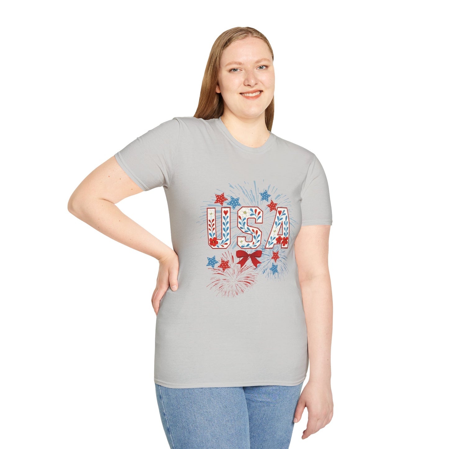 Patriotic USA Fireworks T-Shirt, 4th of July Tee, Unisex Graphic Shirt, Independence Day Apparel, Stars and Stripes Clothing