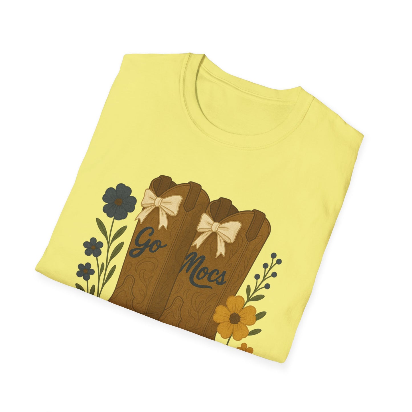 Chatt Mocs Coquette Cowgirl Boot Floral T-Shirt - Go Mocs Design, Casual Wear, Gift for Cowgirls, Western Style, Country Fan Clothing, Go Mocs, chatt tn game day, graduation gift