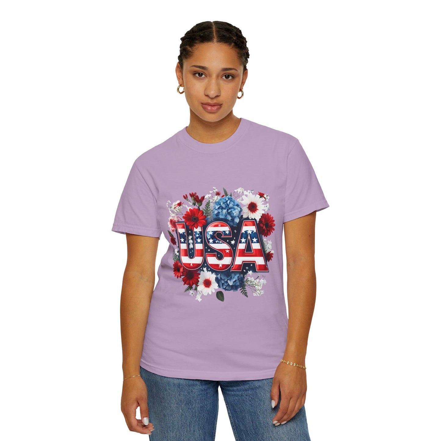 Patriotic Floral USA T-Shirt