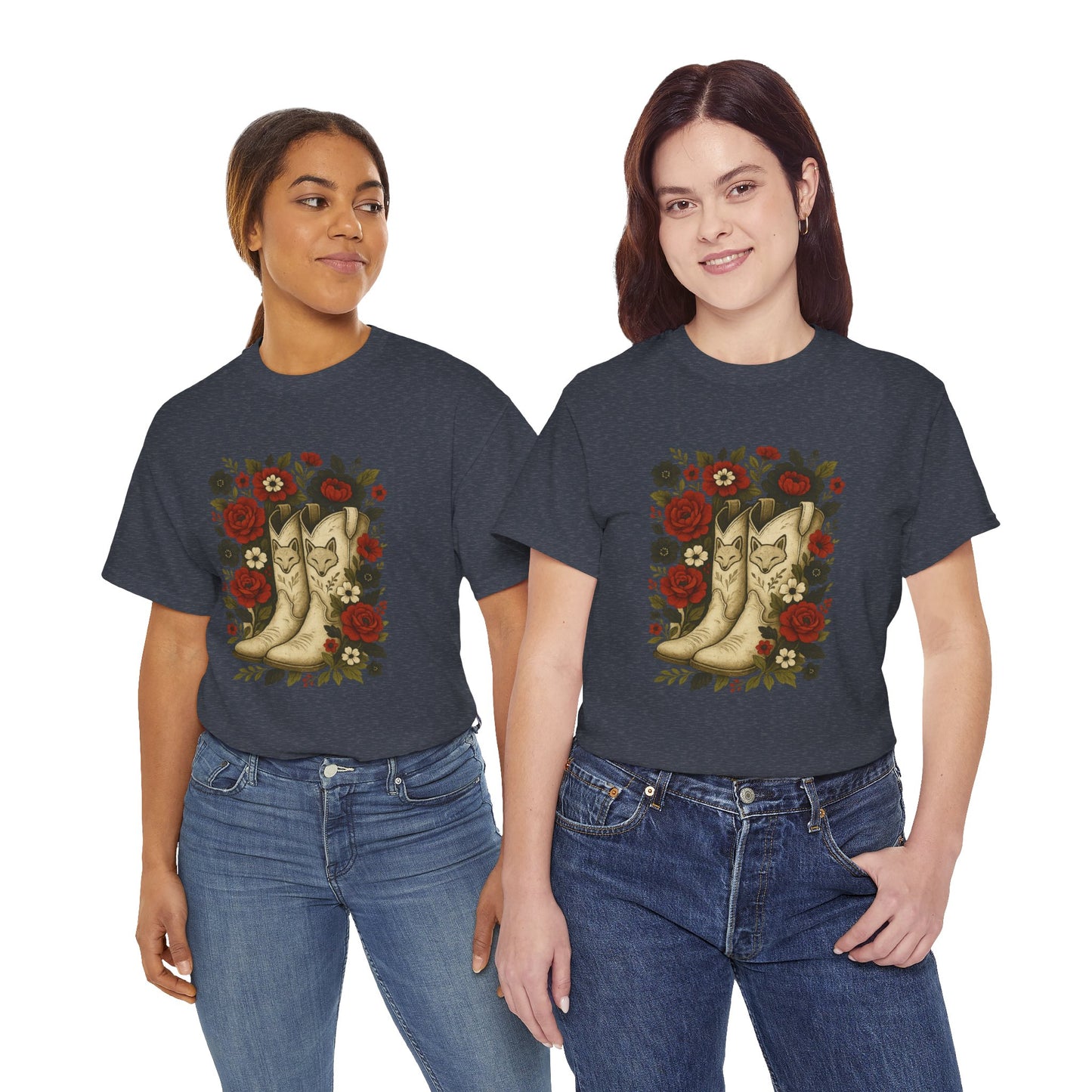 AR State Red Wolves Vintage Floral Cowboy Boots Tee