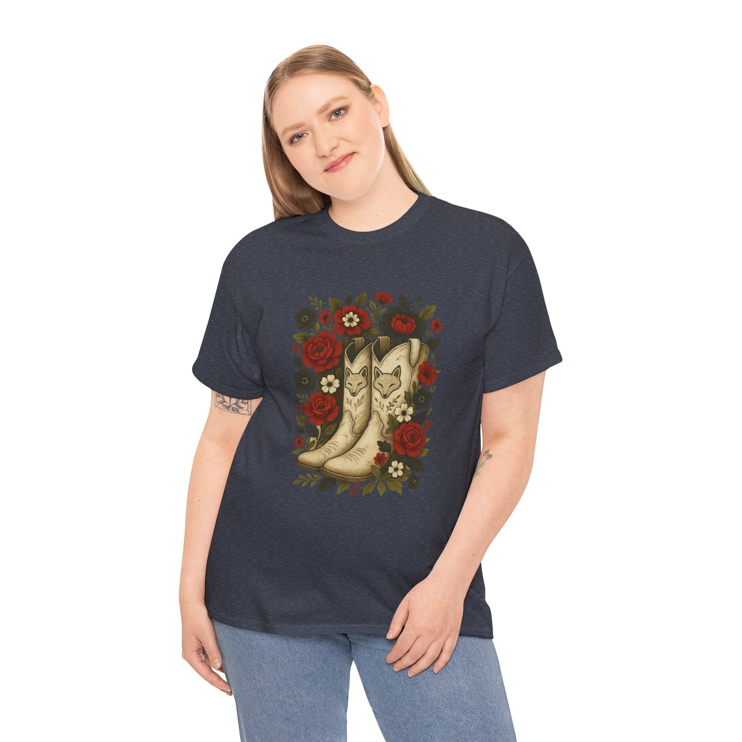 AR State Red Wolves Vintage Floral Cowboy Boots Tee