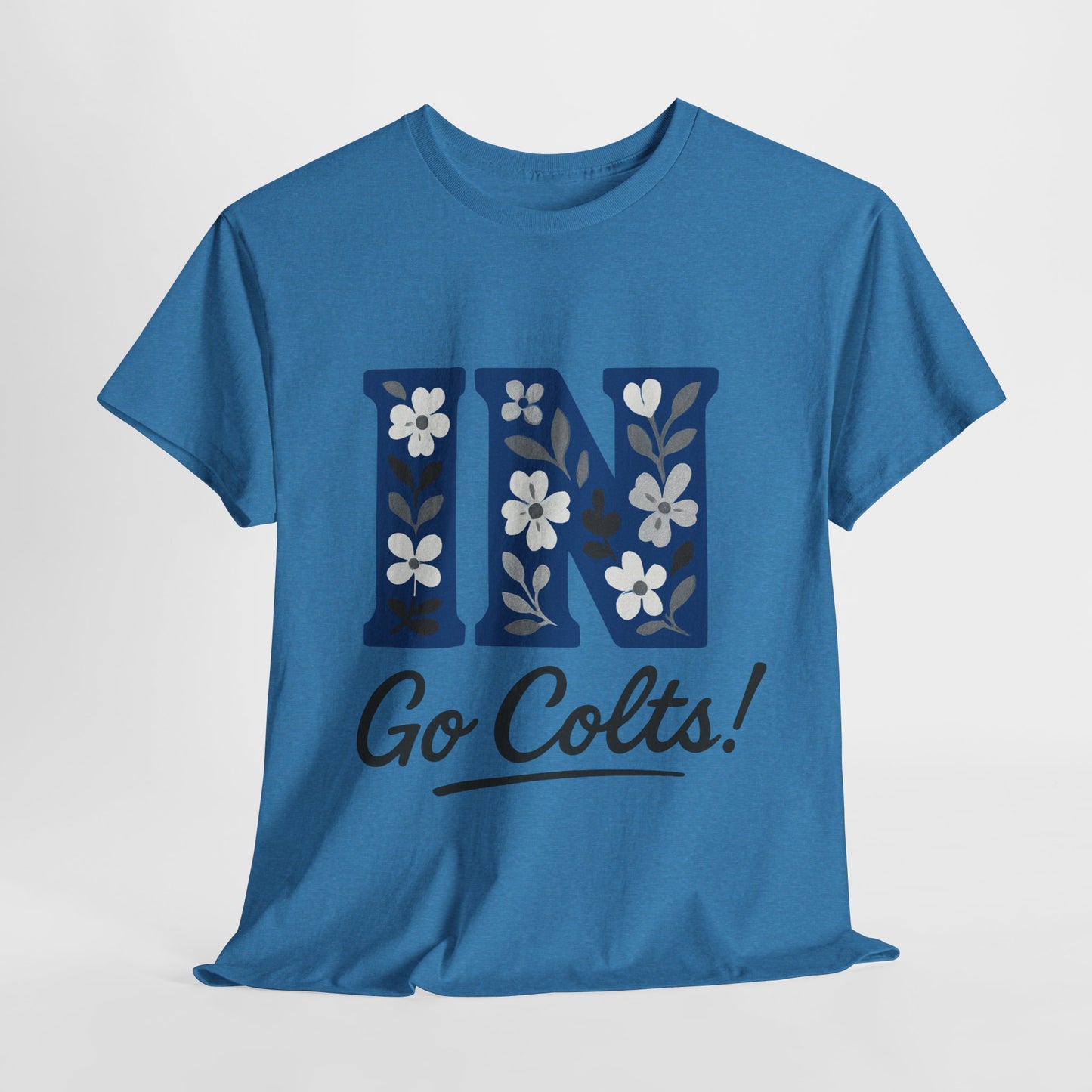 Floral Colts Tee | Unisex Heavy Cotton Tee for Sports Fans, Indiana Pride